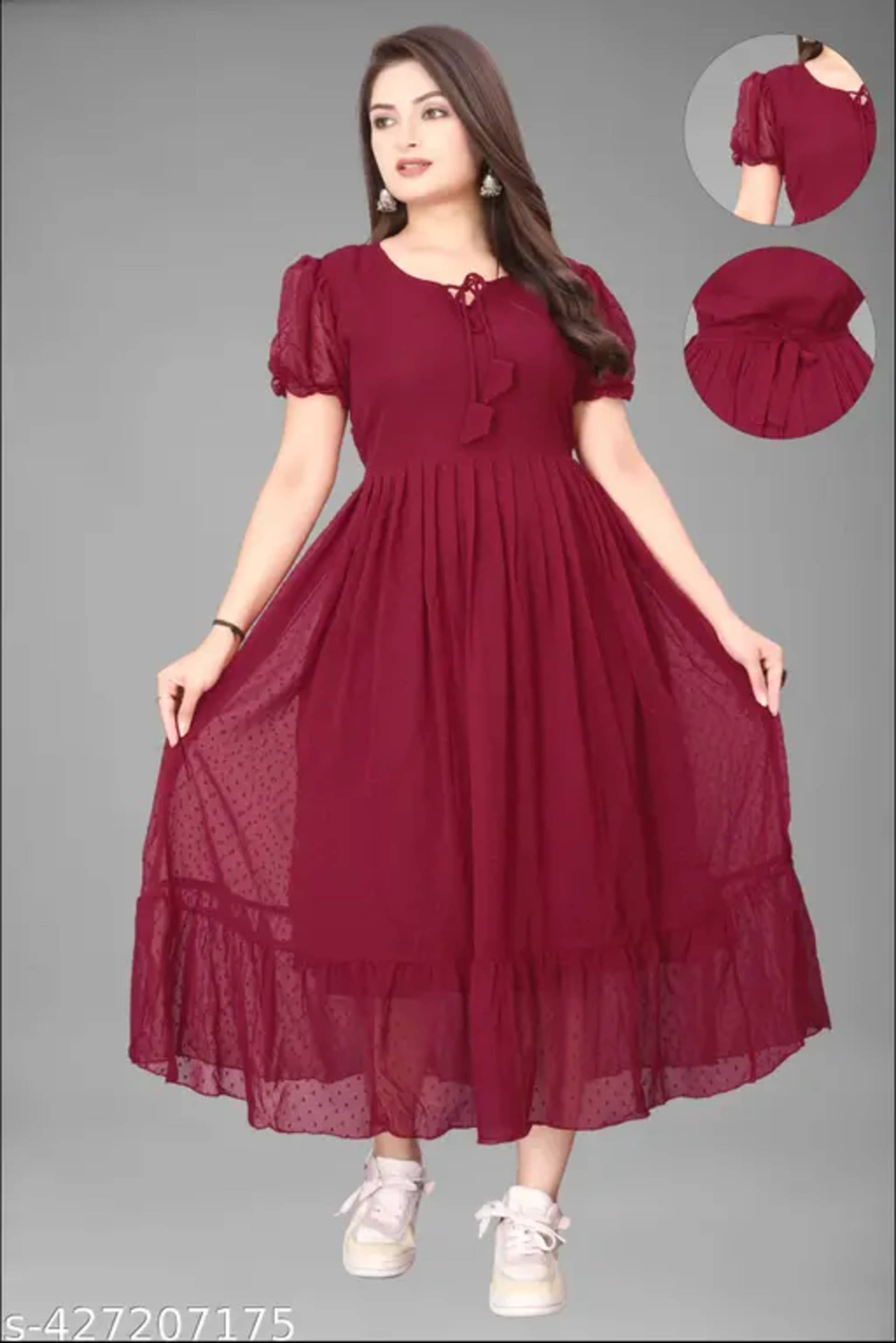     			Nilkanthvarni Creation Women Georgette Self Design Gown ( Maroon )