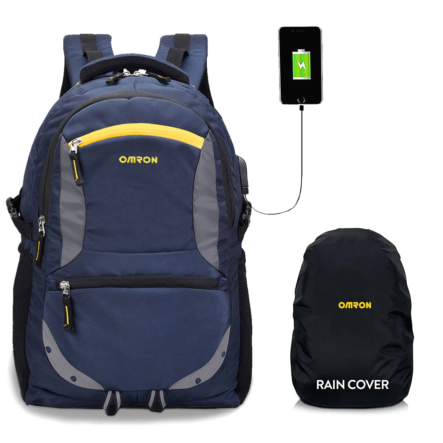 OMRON BAGS 35 Ltrs Polyester Backpack With Raincover *For Men & Women ( Blue ) - Handbags | Buy online on ZillyBuy