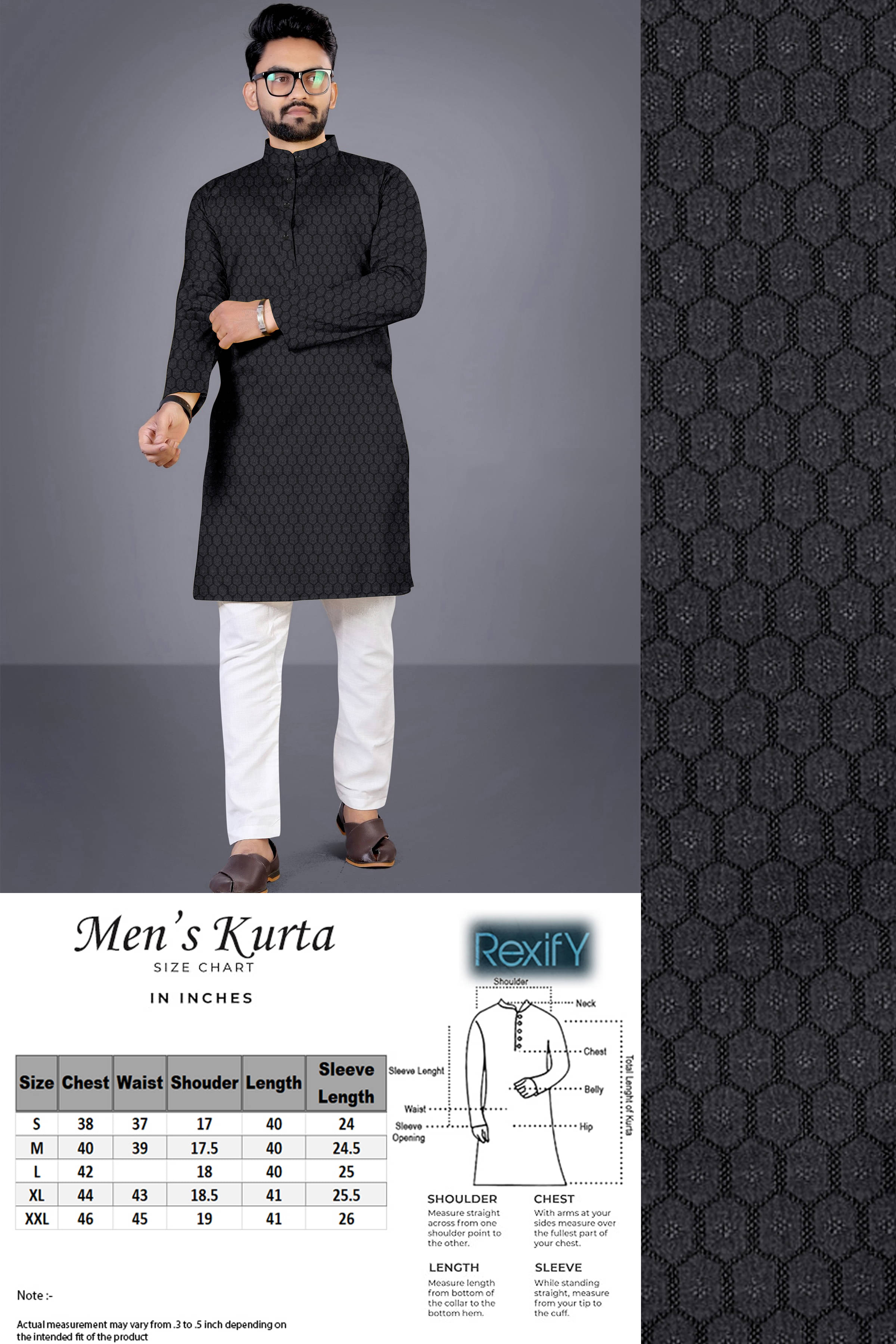 ONECLICK Black Cotton Blend Men's Regular Kurta ( Pack of 1 ) ONECLICK Black Cotton Blend Men's Regular Kurta ( Pack of 1 )
