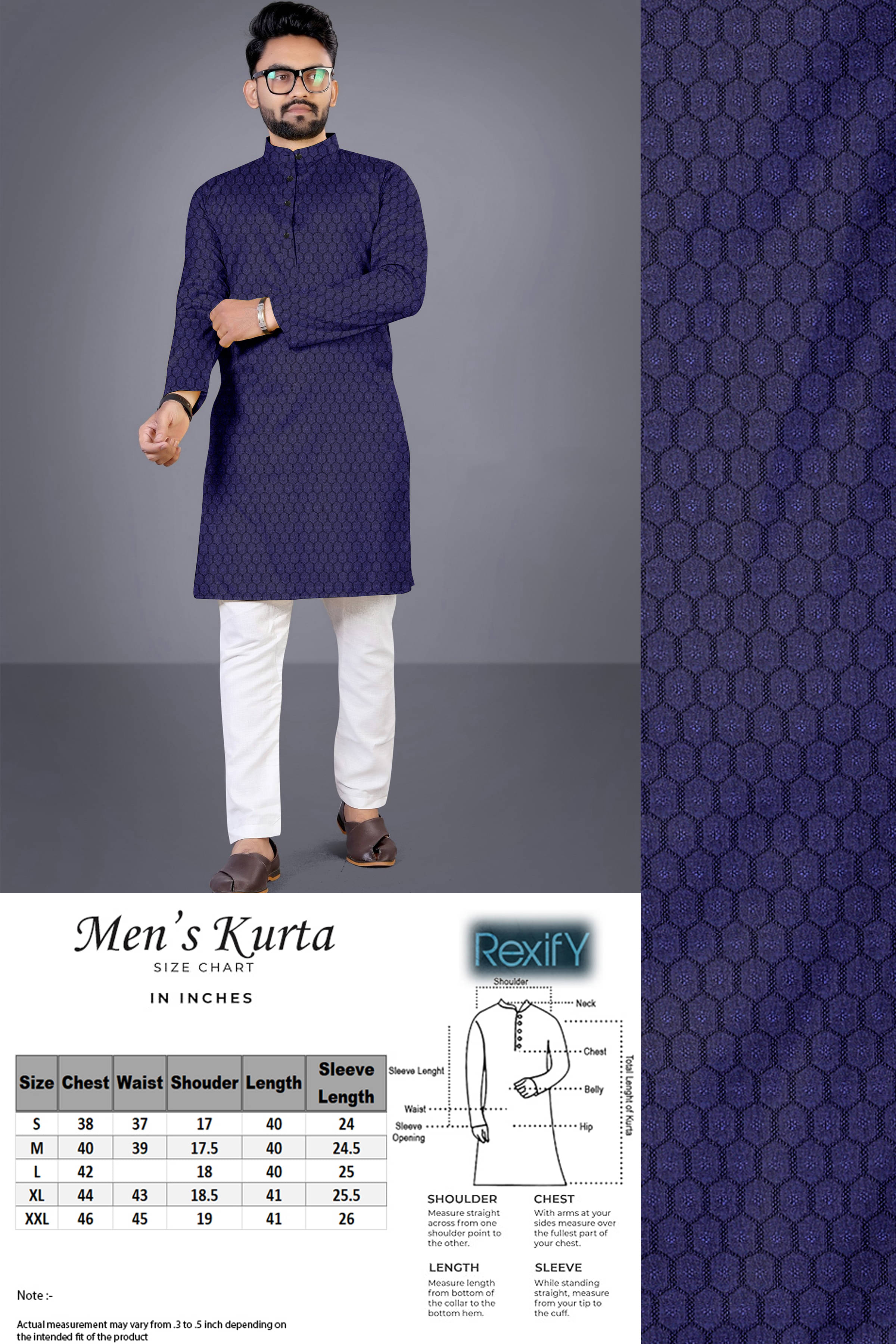 ONECLICK Blue Cotton Blend Men's Regular Kurta ( Pack of 1 ) ONECLICK Blue Cotton Blend Men's Regular Kurta ( Pack of 1 )
