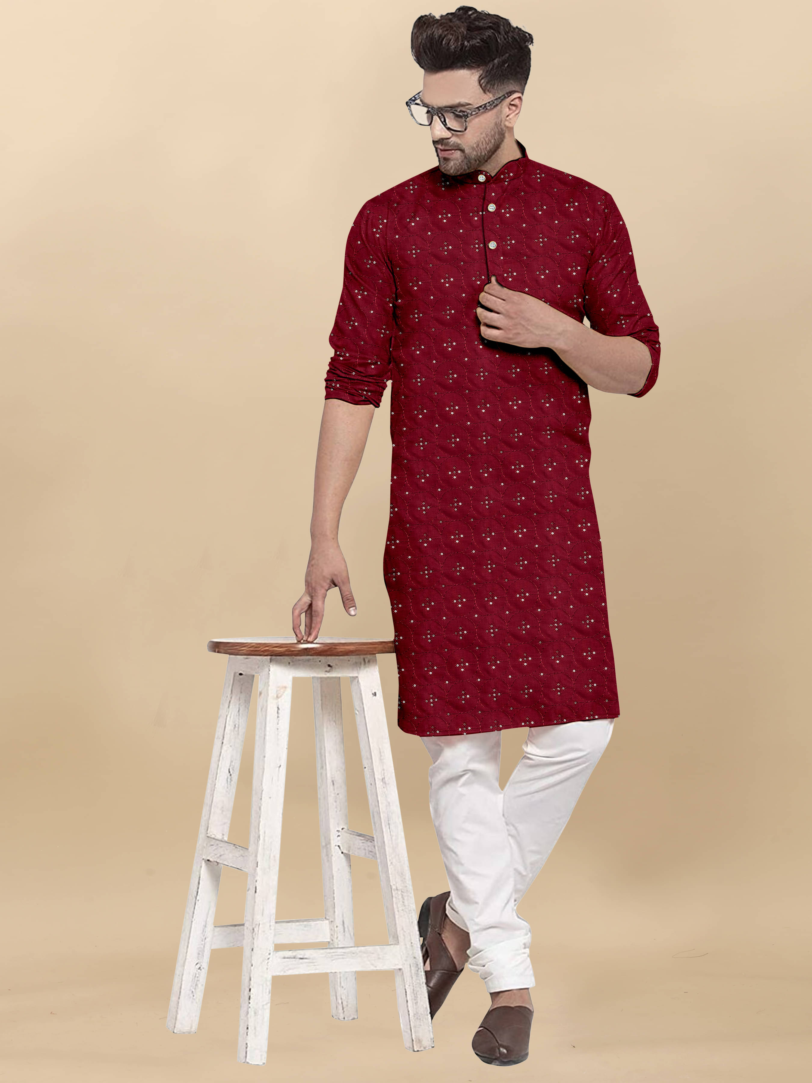 ONECLICK Maroon Cotton Men's Regular Kurta ( Pack of 1 ) ONECLICK Maroon Cotton Men's Regular Kurta ( Pack of 1 )