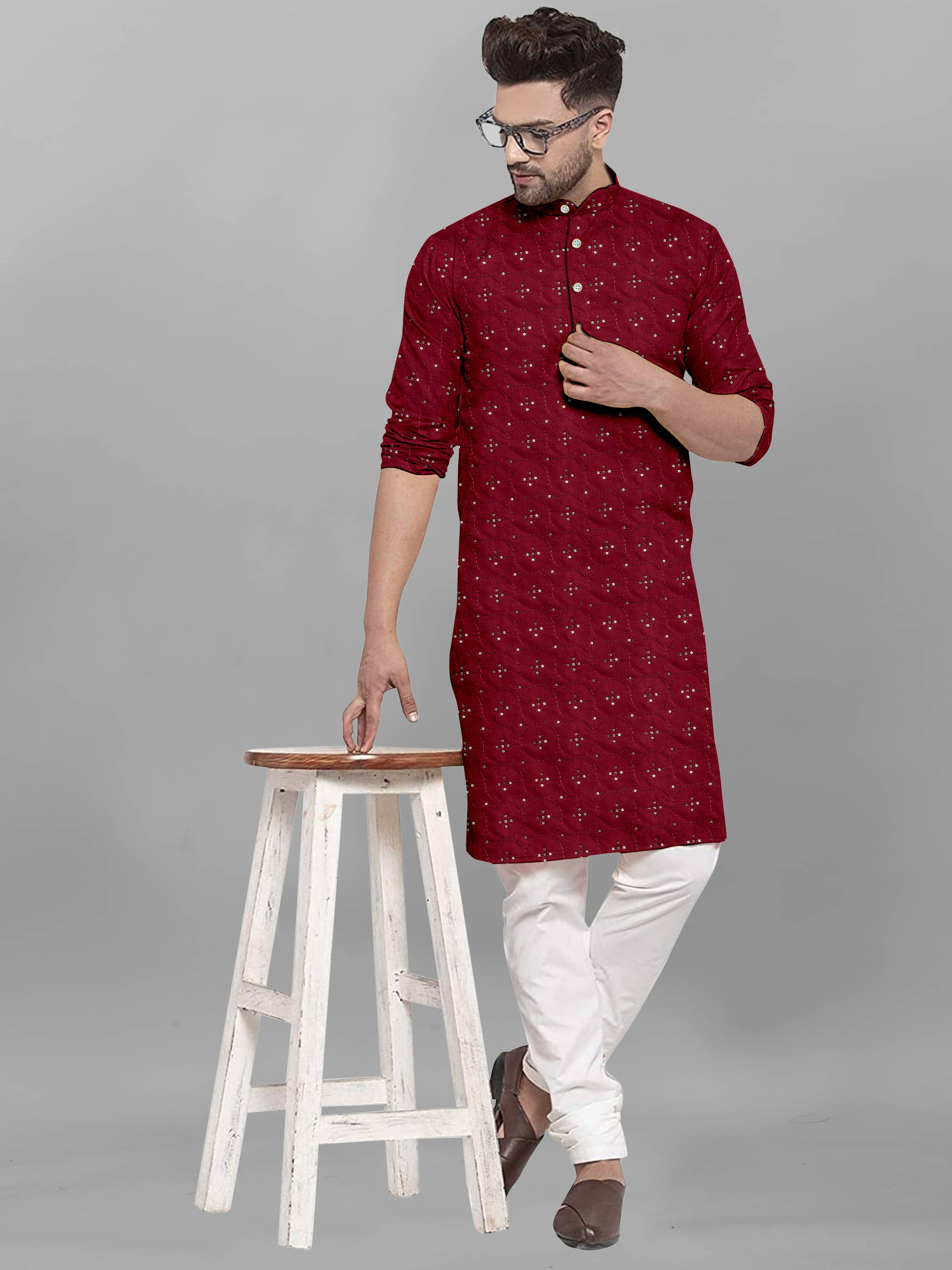 ONECLICK Maroon Cotton Men's Regular Kurta ( Pack of 1 ) ONECLICK Maroon Cotton Men's Regular Kurta ( Pack of 1 )