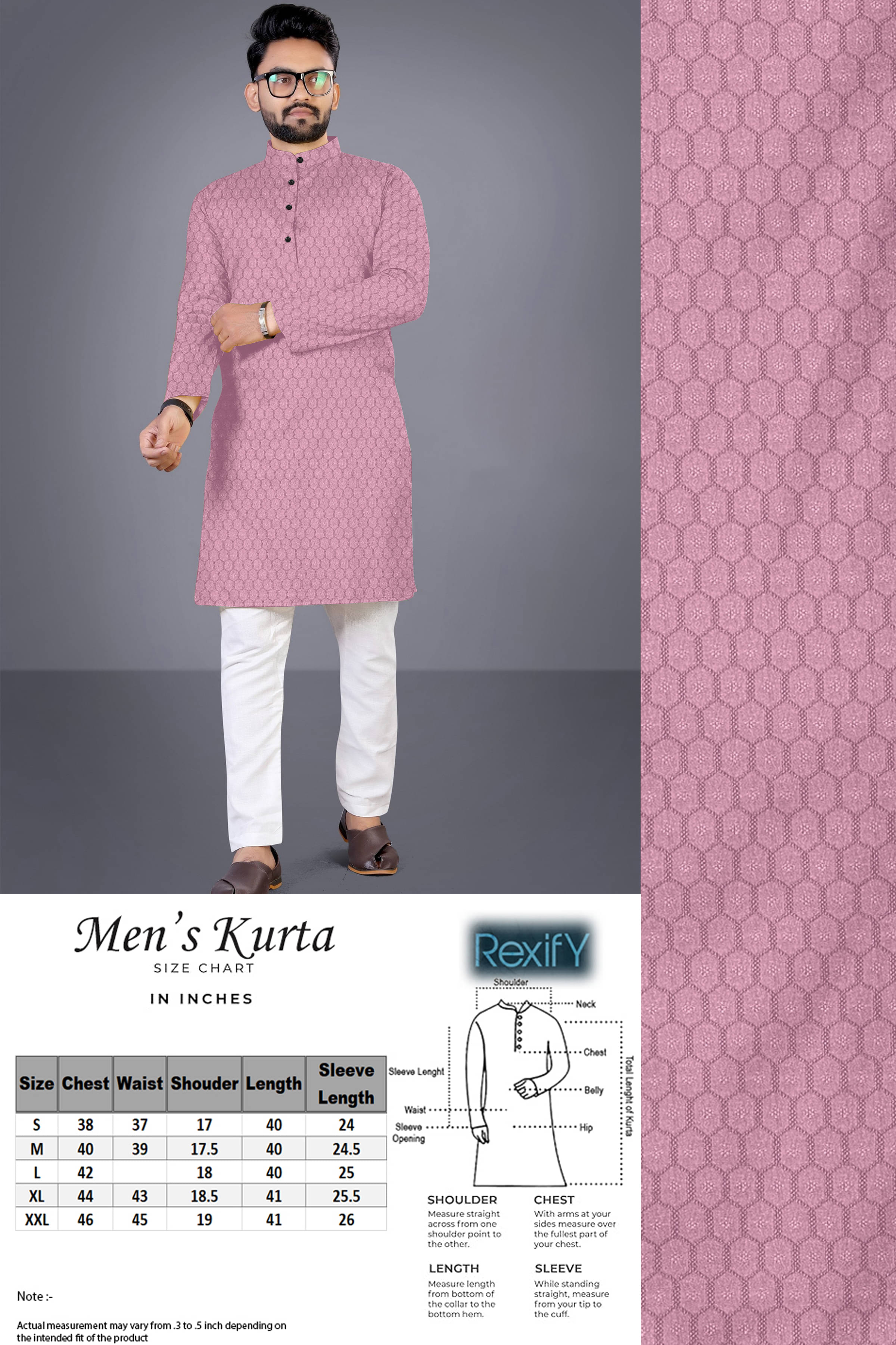 ONECLICK Pink Cotton Blend Men's Regular Kurta ( Pack of 1 )     			ONECLICK Pink Cotton Blend Men's Regular Kurta ( Pack of 1 )