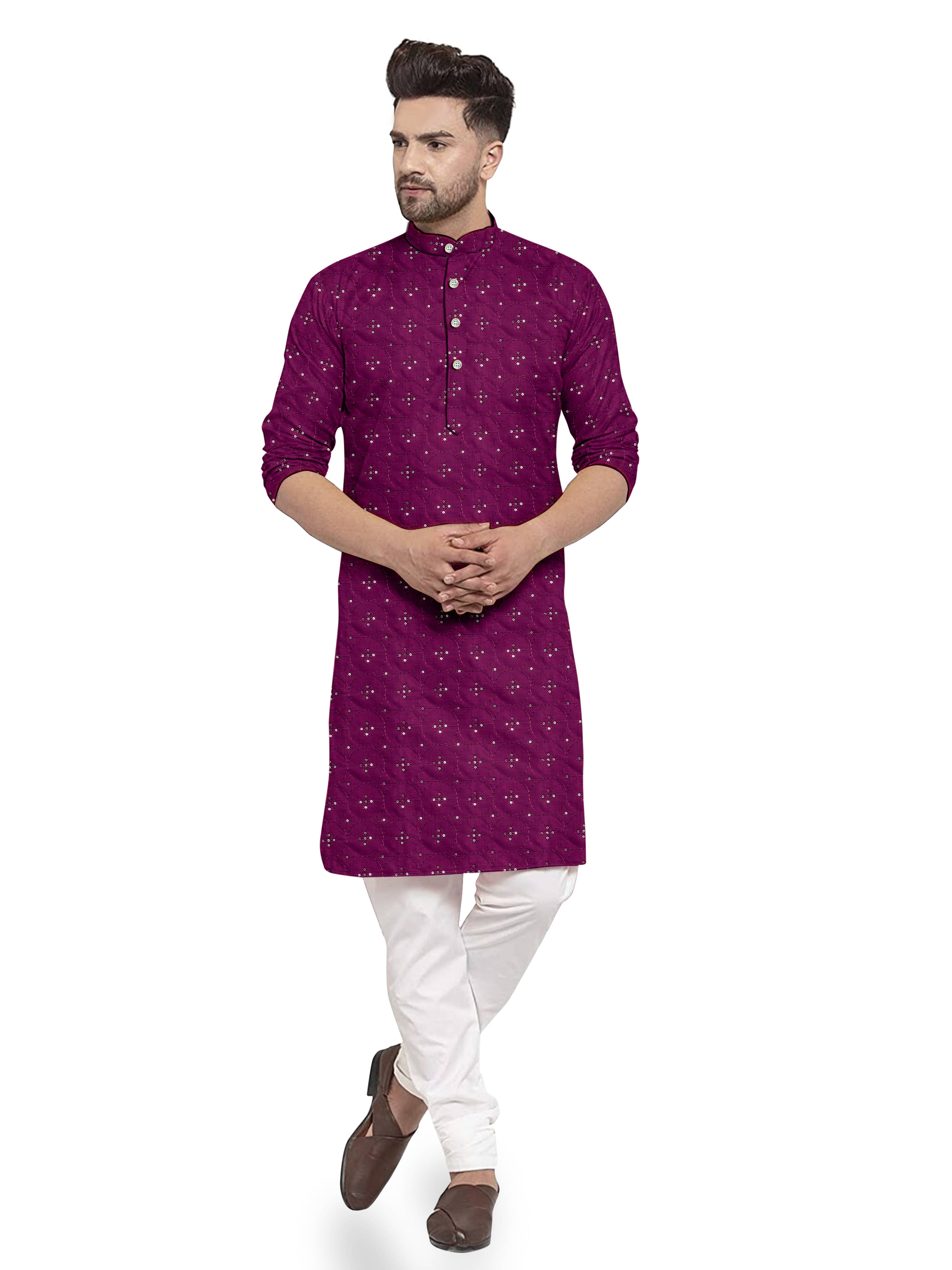     			ONECLICK Silver Cotton Men's Regular Kurta ( Pack of 1 )