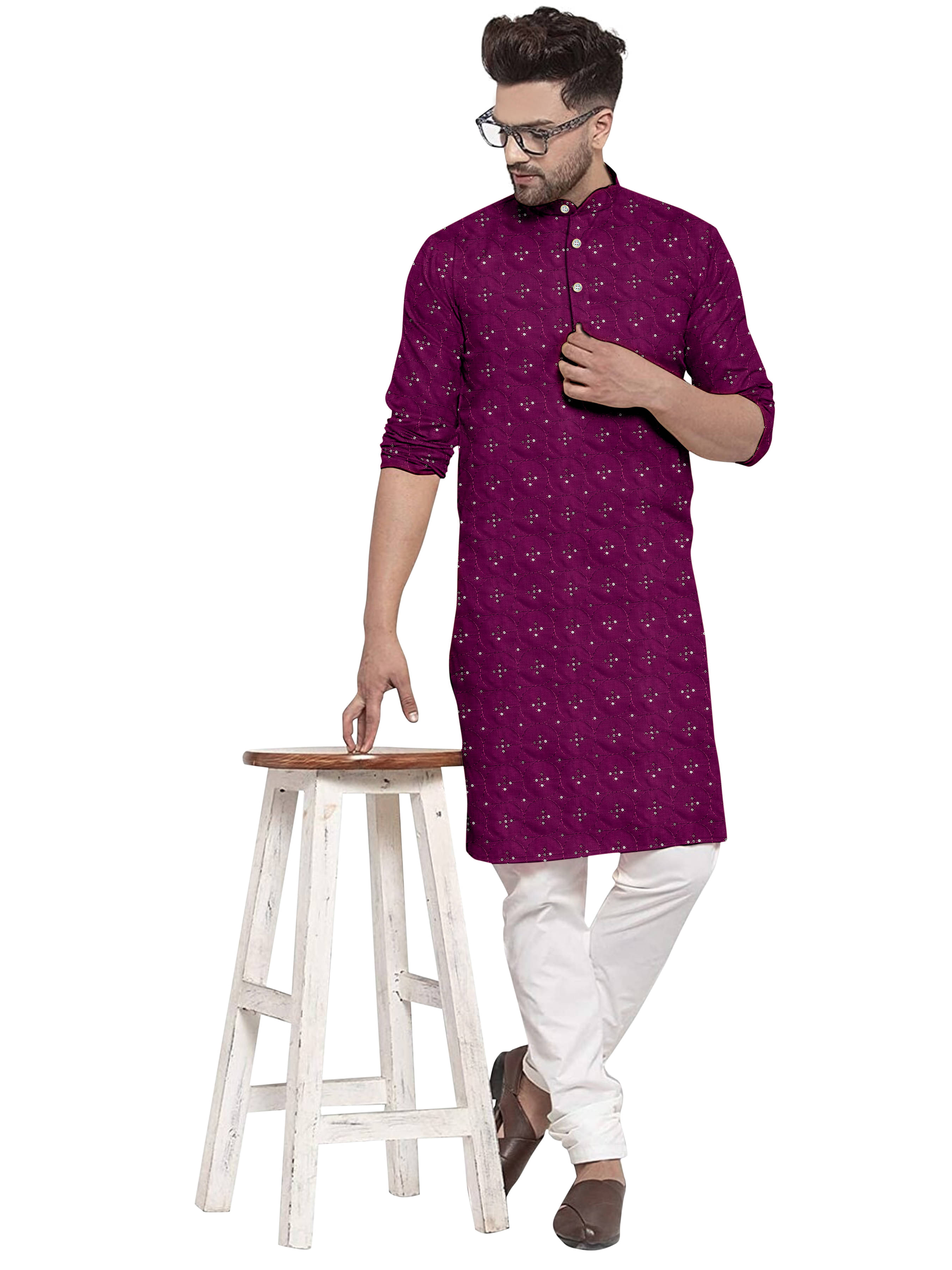     			ONECLICK Silver Cotton Men's Regular Kurta ( Pack of 1 )