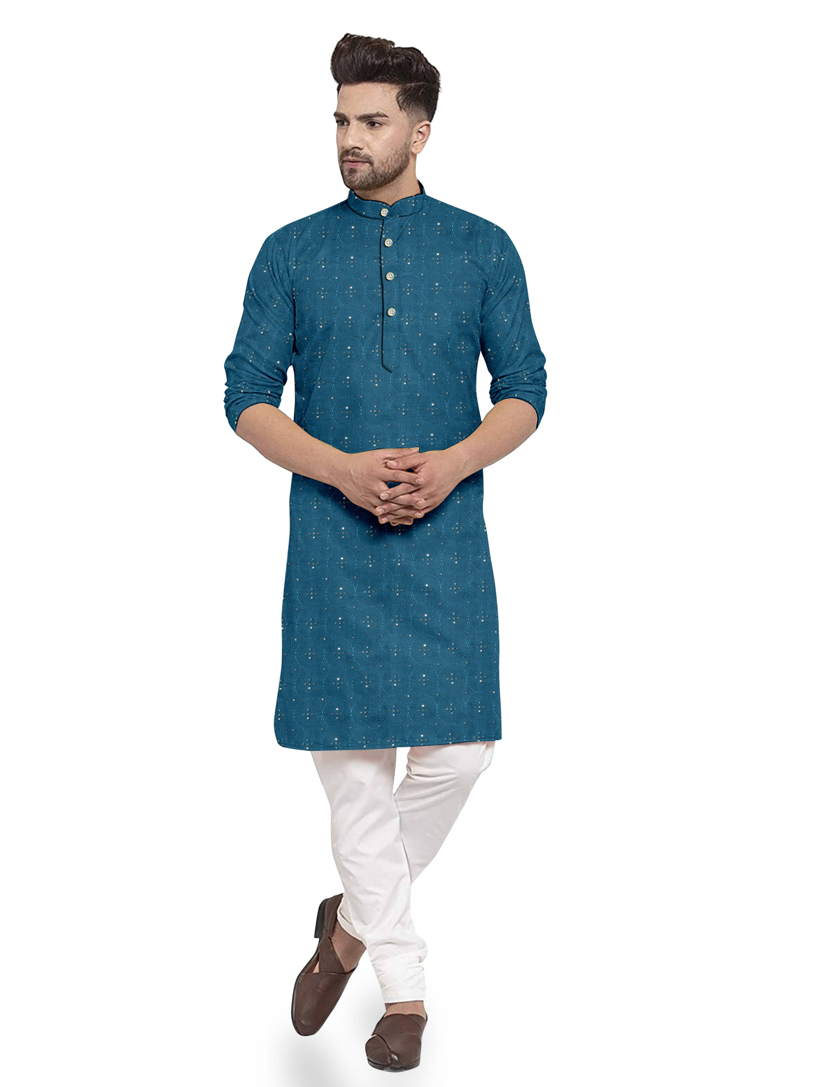     			ONECLICK TEAL Cotton Men's Regular Kurta ( Pack of 1 )