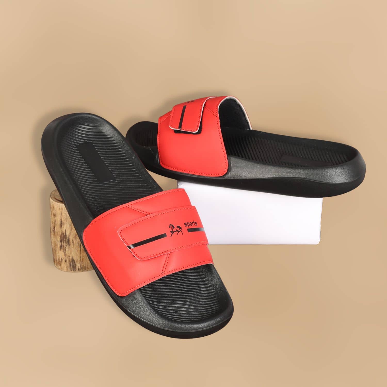 PERY PAO Red Men's Slide Flip Flop