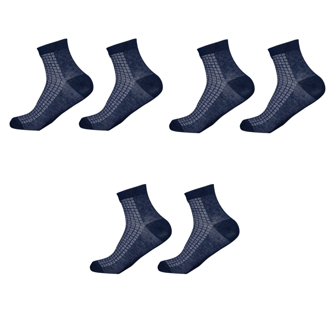 Ribbify Pack of 3 Men's Cotton Ankle Length Socks ( Blue ) Ribbify Pack of 3 Men's Cotton Ankle Length Socks ( Blue )