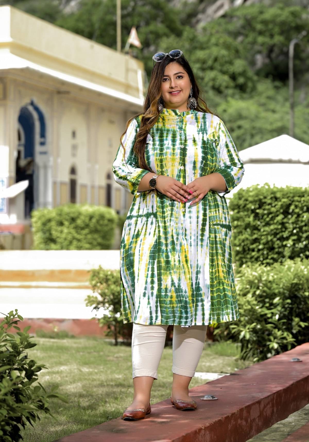     			Ropa De Moda Women Rayon Printed A-line Kurti ( Green & Yellow )