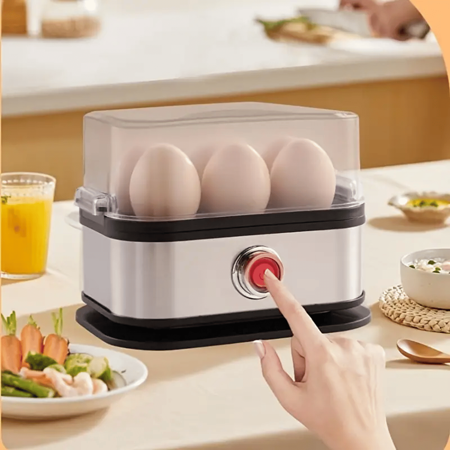 Shopeleven Stainless Steel Egg Boiler 6 Eggs at a Time | Automatic Turn-Off Super Egg Boiler | 3 Boiling Modes | Stainless Steel Body Shopeleven Stainless Steel Egg Boiler 6 Eggs at a Time | Automatic Turn-Off Super Egg Boiler | 3 Boiling Modes | Stainless Steel Body