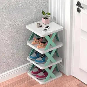 TEJASVI ENT 4 Layer Shoe Rack for Home – Stackable & Collapsible Plastic Shoe Organizer Stand TEJASVI ENT 4 Layer Shoe Rack for Home – Stackable & Collapsible Plastic Shoe Organizer Stand