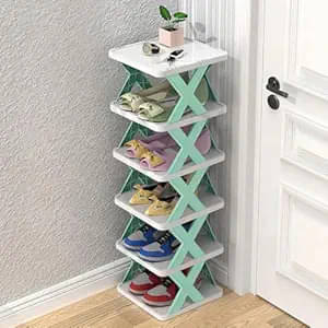     			TEJASVI ENT 6 Layer Shoe Rack for Home – Stackable & Collapsible Plastic Shoe Organizer Stand