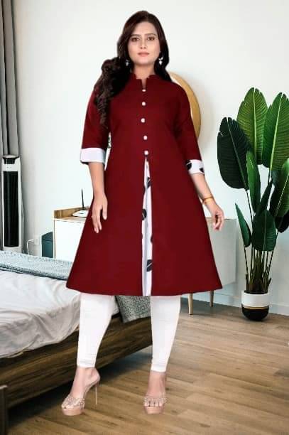     			TEXPA FASHION Women Cotton Flex Solid A-line Kurti ( Dark Green )