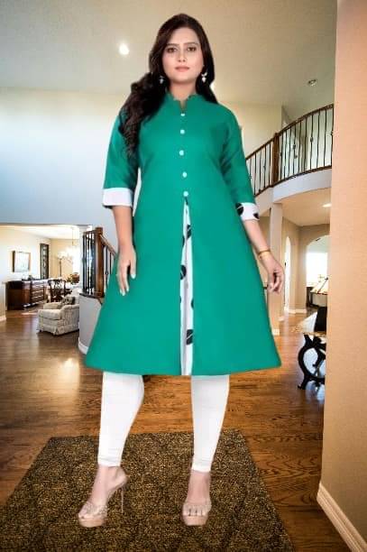 TEXPA FASHION Women Cotton Flex Solid A-line Kurti ( Dark Green ) TEXPA FASHION Women Cotton Flex Solid A-line Kurti ( Dark Green )
