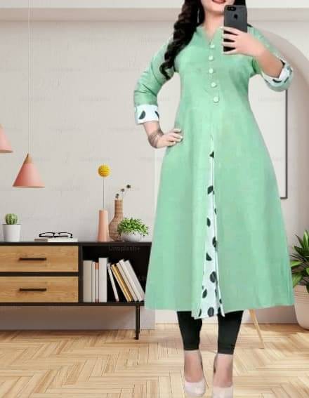 TEXPA FASHION Women Cotton Flex Solid A-line Kurti ( Green ) TEXPA FASHION Women Cotton Flex Solid A-line Kurti ( Green )