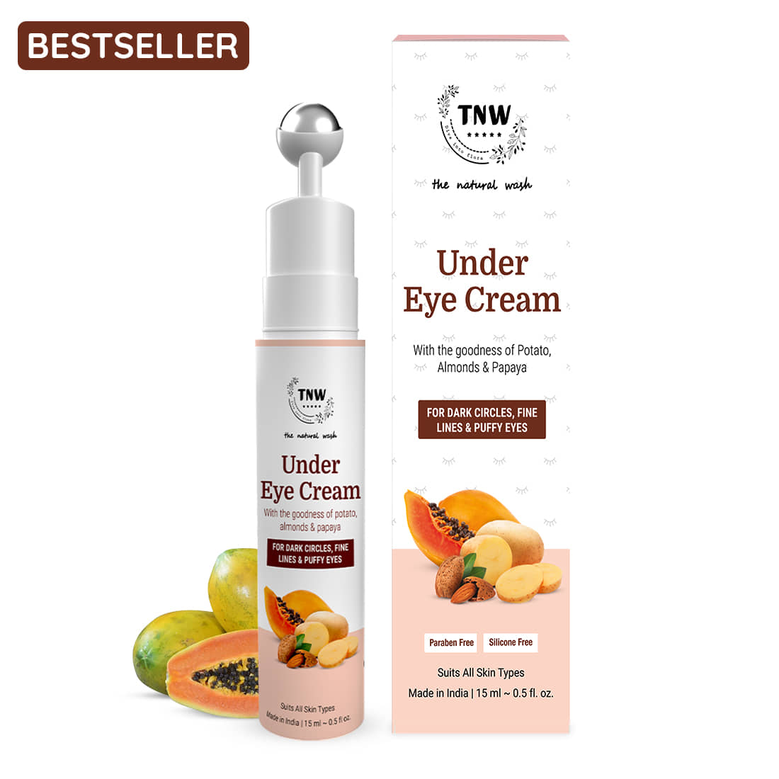 TNW - The Natural Wash Under Eye Cream For Men & Women With Cooling Massage Eye Roller 15 mL - Makeup - Eyes | Buy online on ZillyBuy