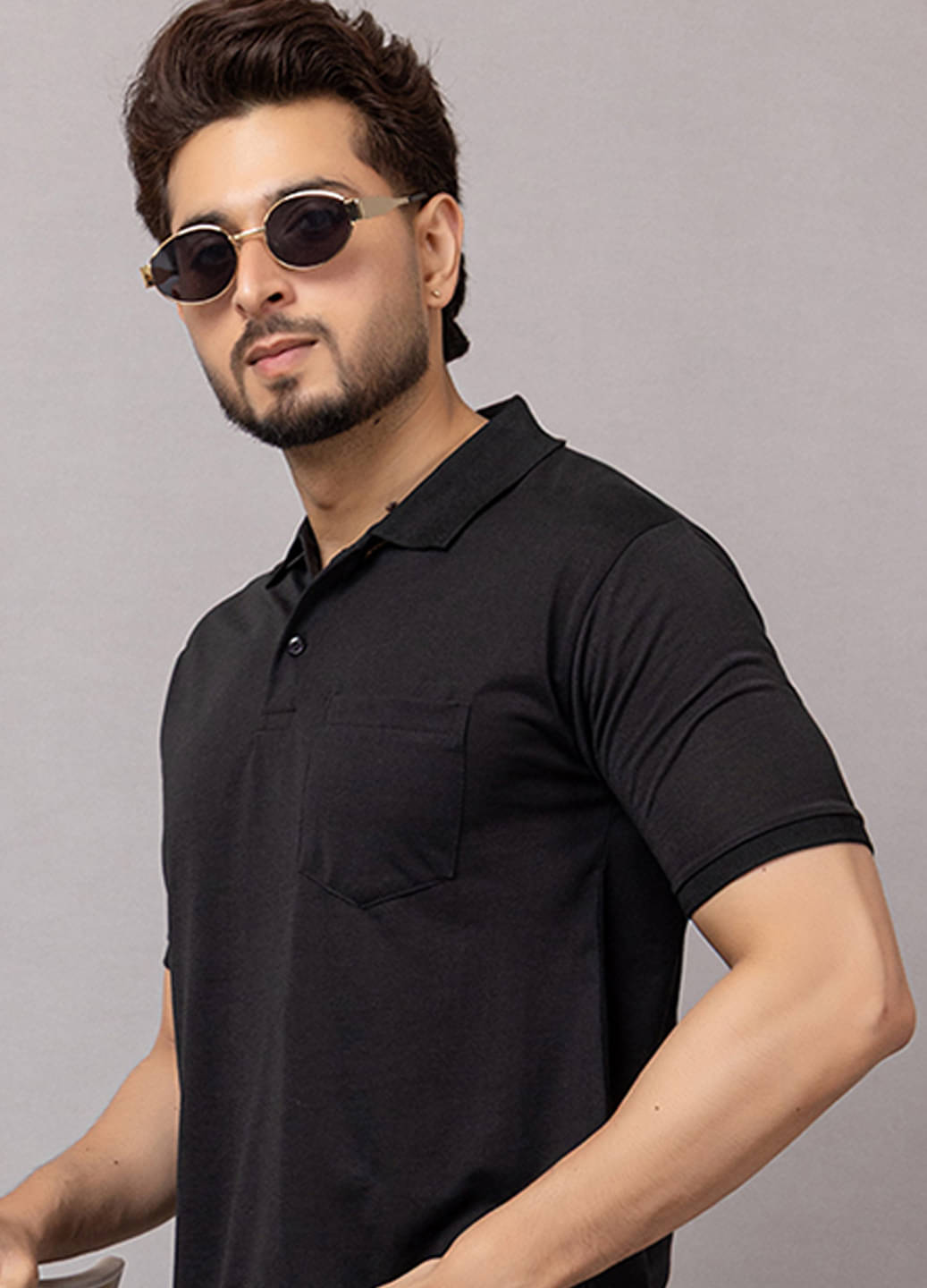 TRIUS Men Cotton Blend Regular Fit Solid Polo T Shirt ( Black ) TRIUS Men Cotton Blend Regular Fit Solid Polo T Shirt ( Black )
