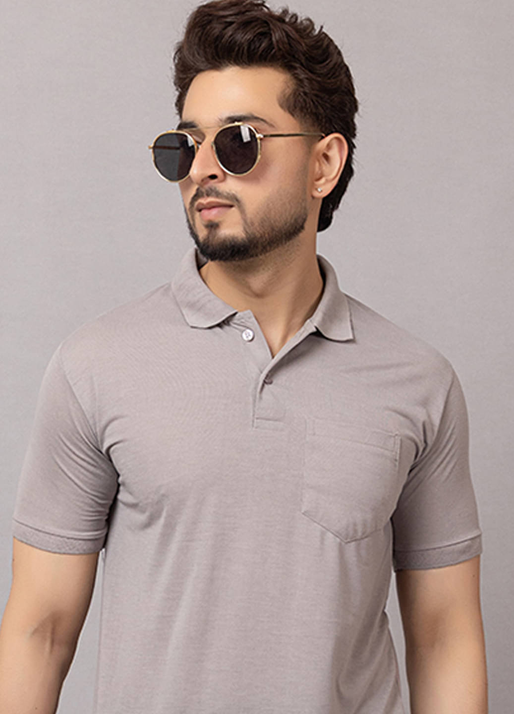 TRIUS Men Cotton Blend Regular Fit Solid Polo T Shirt ( Grey ) TRIUS Men Cotton Blend Regular Fit Solid Polo T Shirt ( Grey )