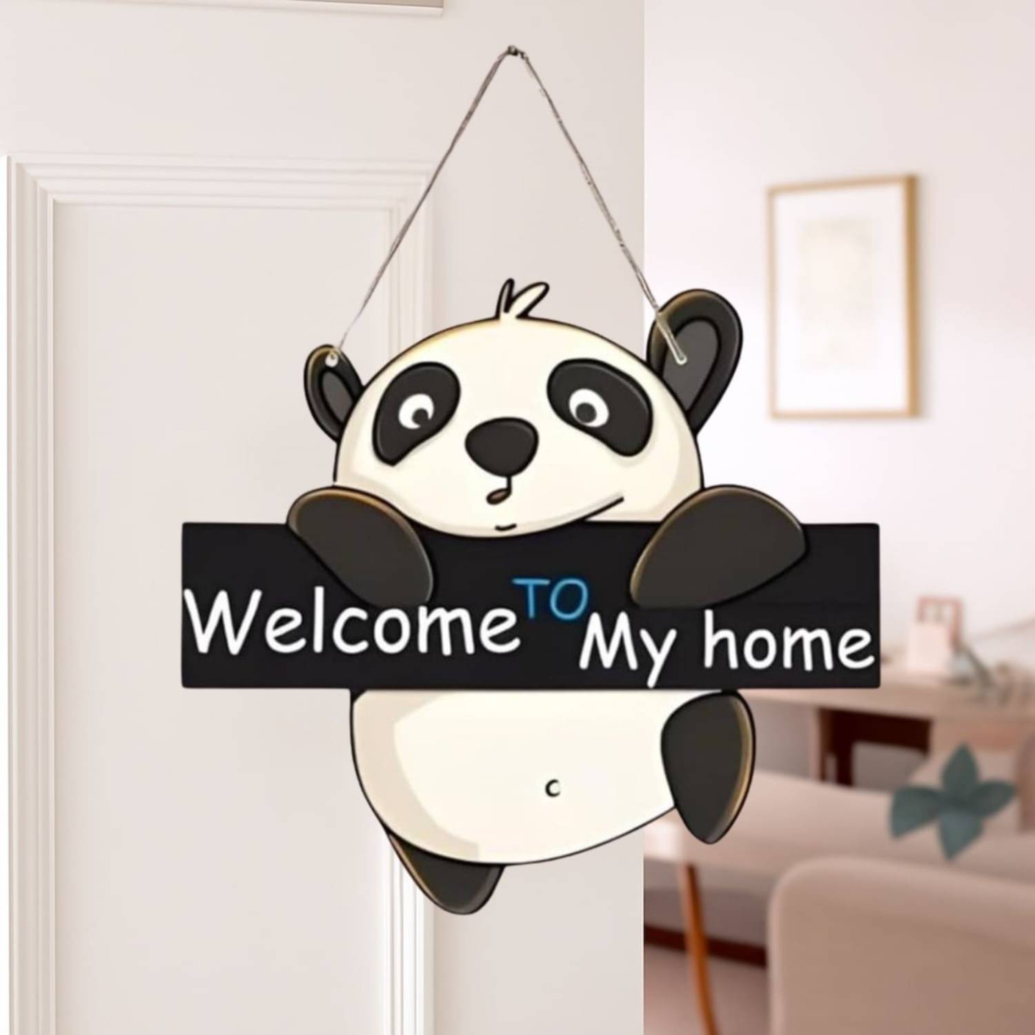     			Tiny Shiny Panda Art MDF Wooden Hanging for Living Room/Bedroom/Office Gift Decoration