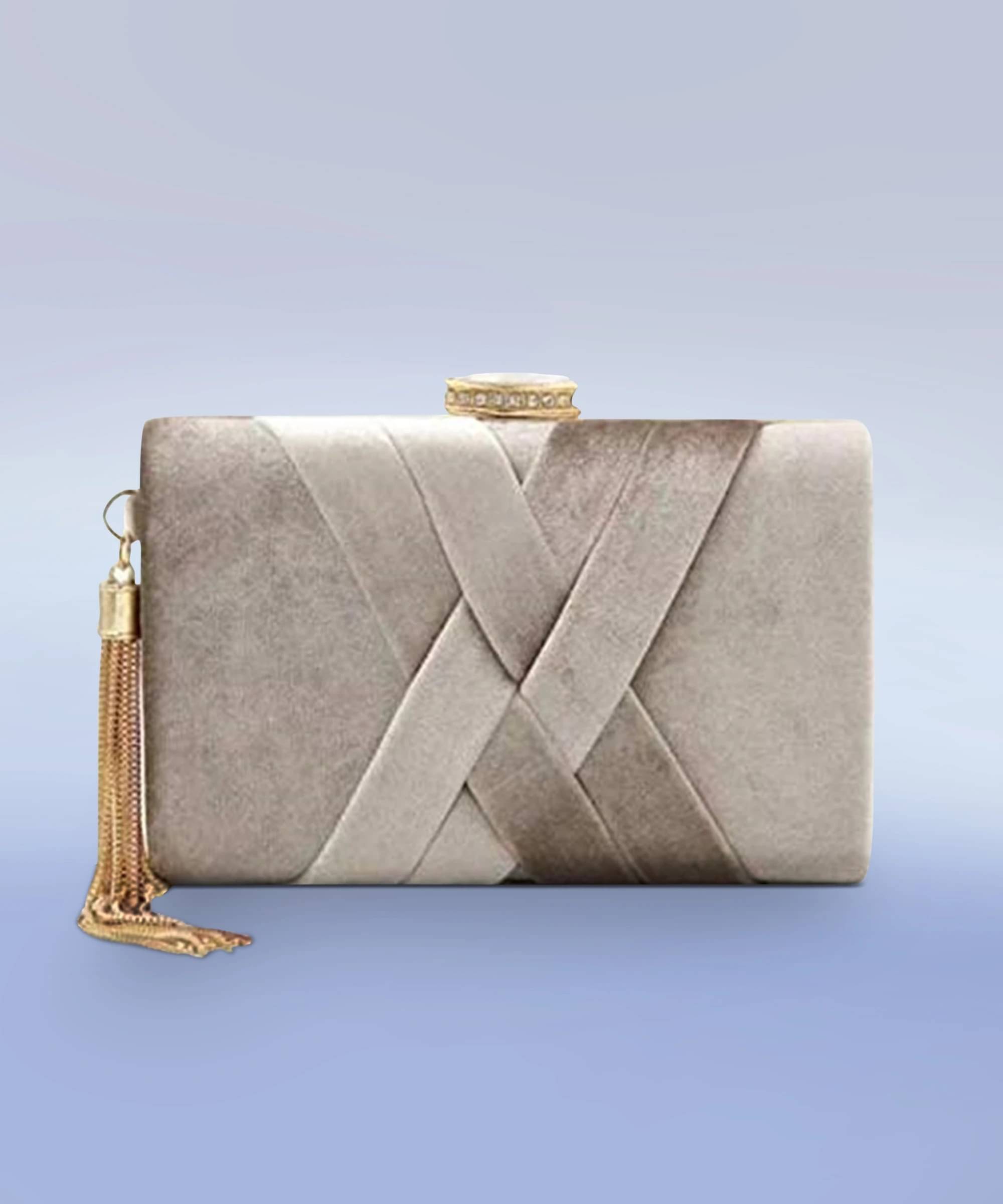     			Tooba Handicraft Beige Fabric Box Clutch