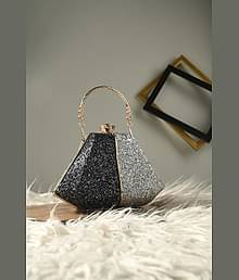 Tooba Handicraft Black Fabric Box Clutch