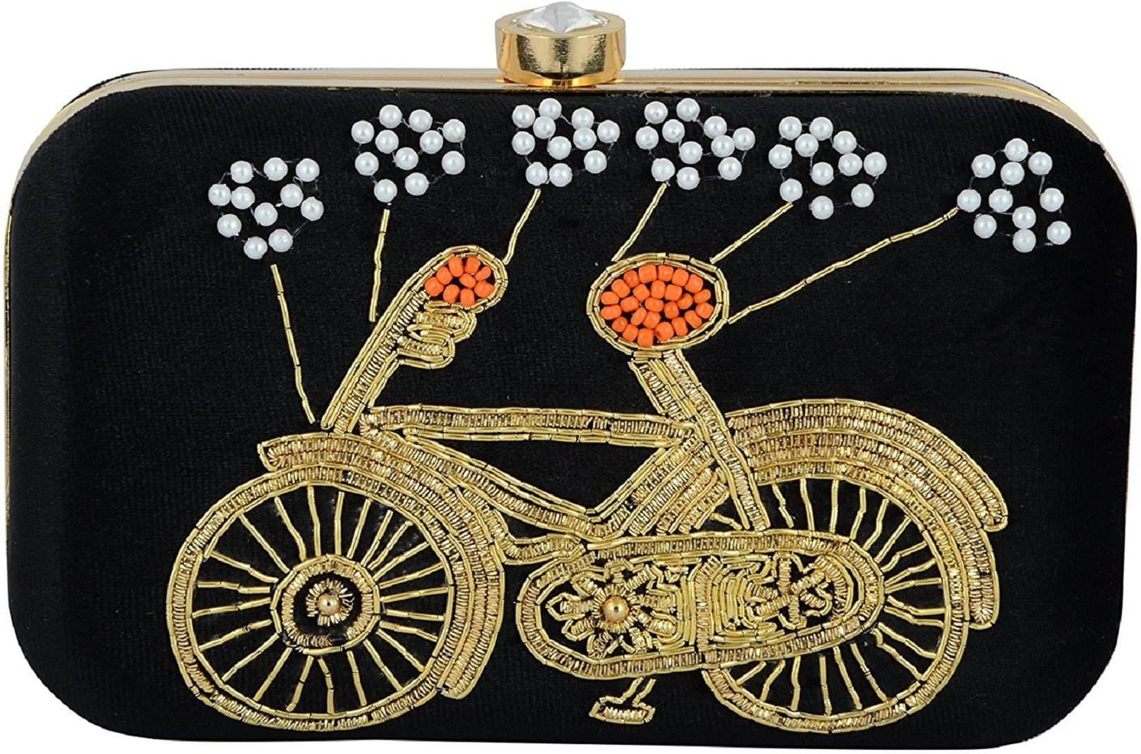     			Tooba Handicraft Black Fabric Box Clutch