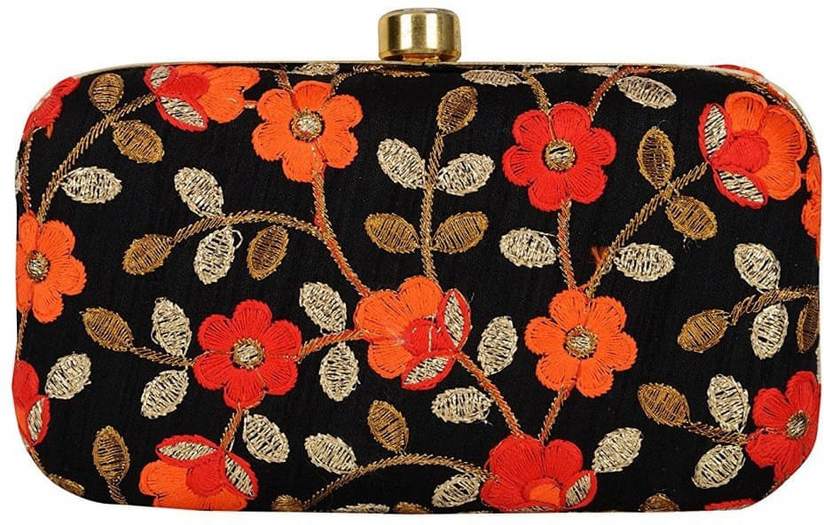     			Tooba Handicraft Black Fabric Box Clutch