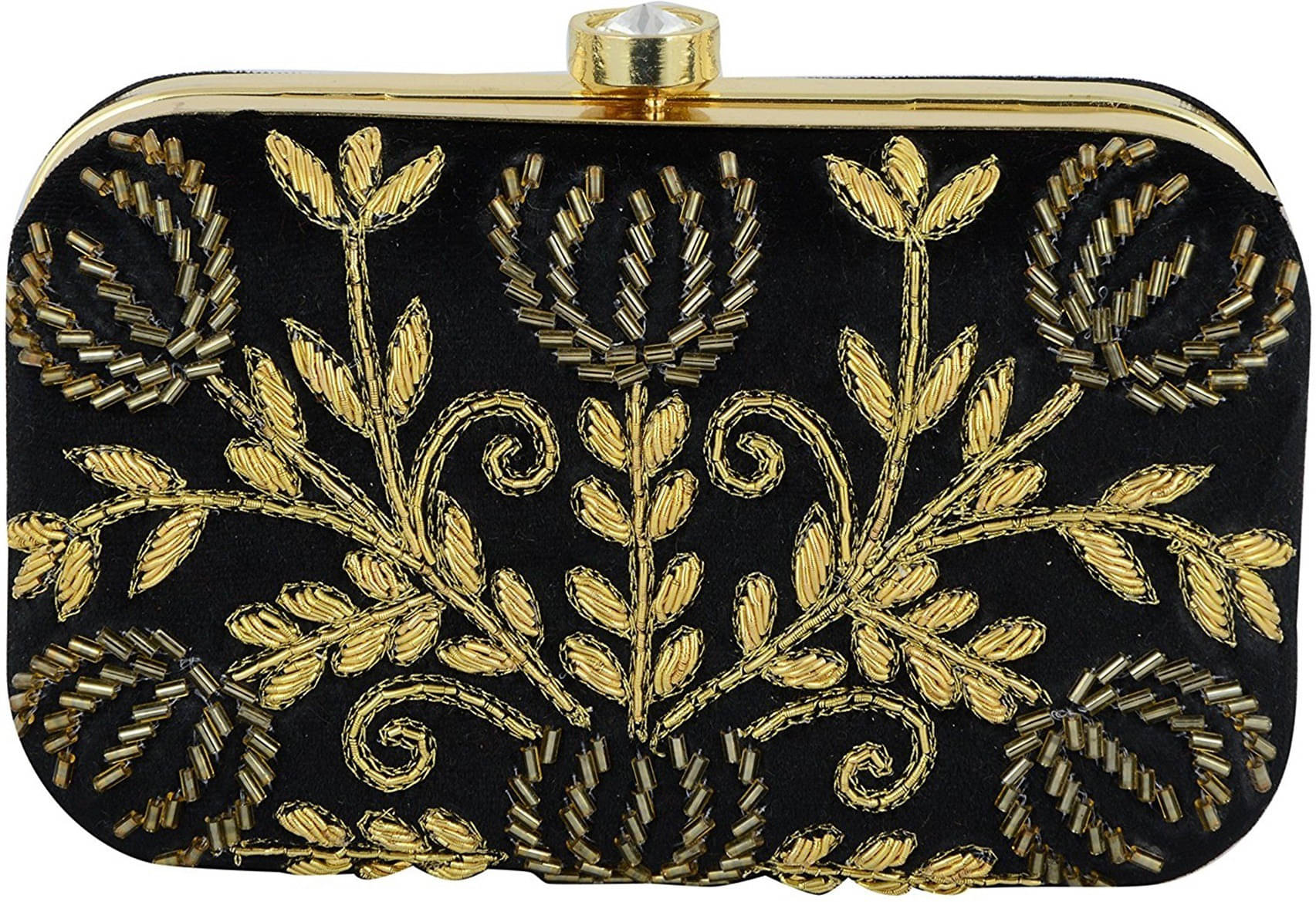     			Tooba Handicraft Black Fabric Box Clutch