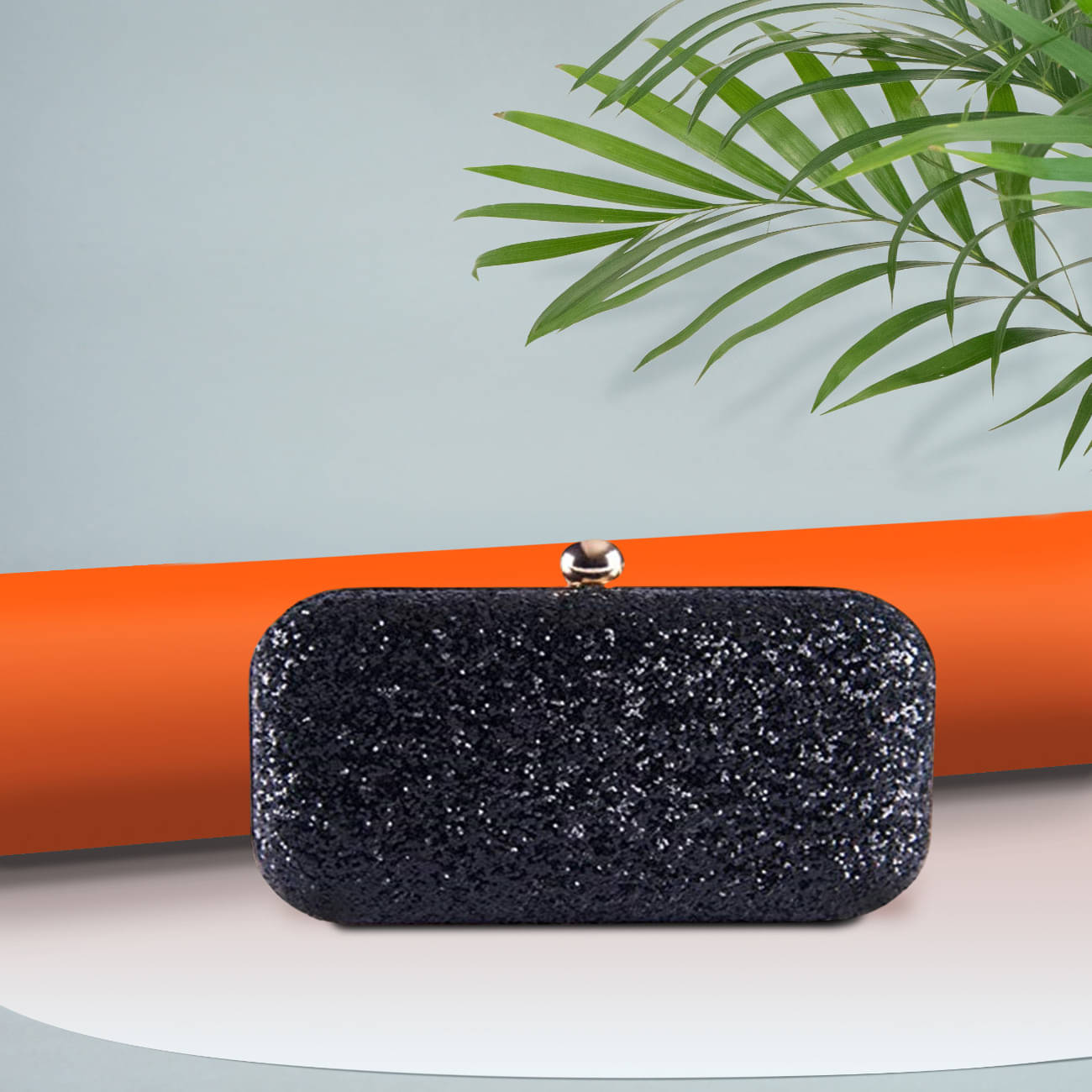     			Tooba Handicraft Black Fabric Box Clutch