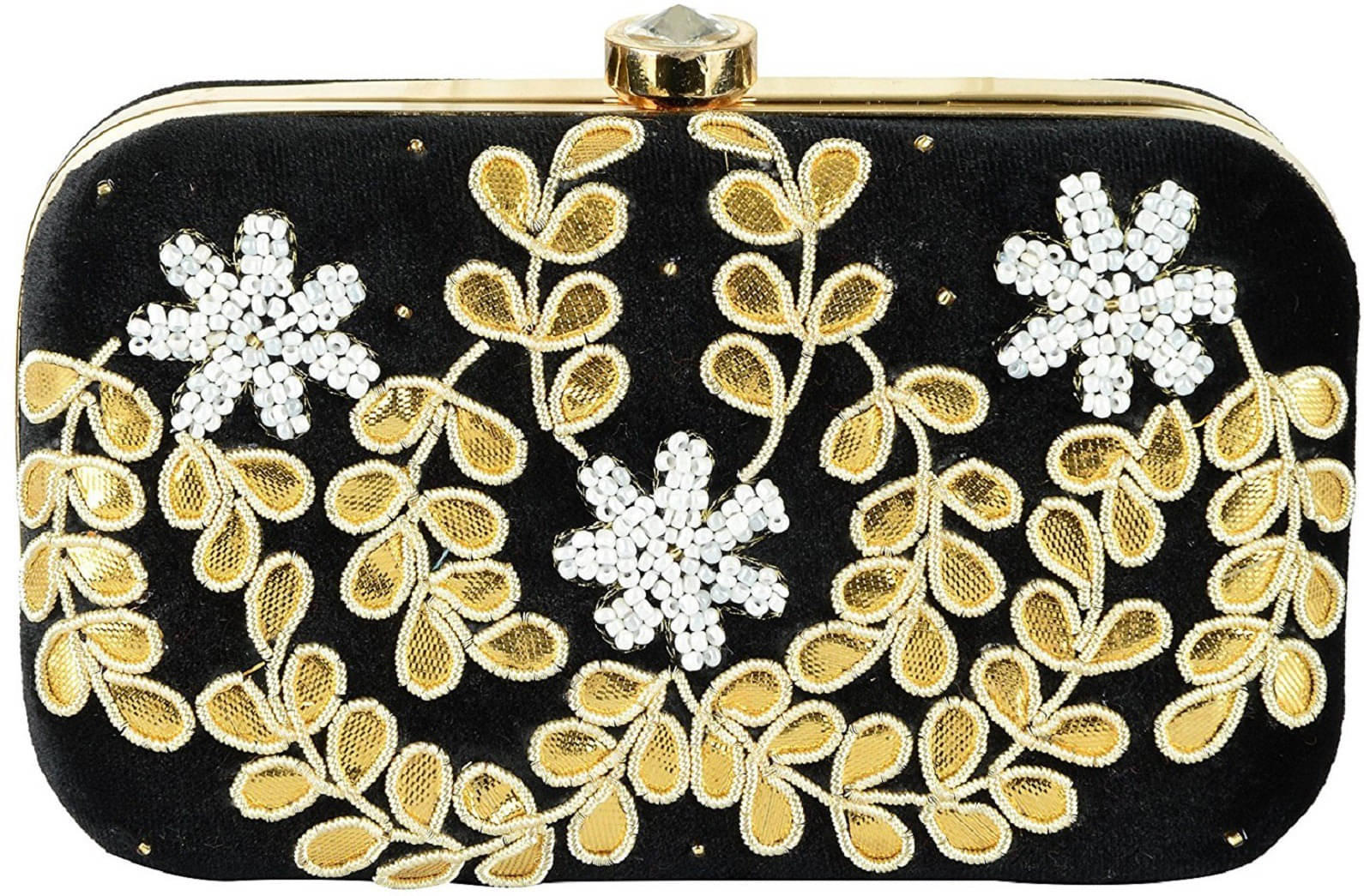     			Tooba Handicraft Black Fabric Box Clutch