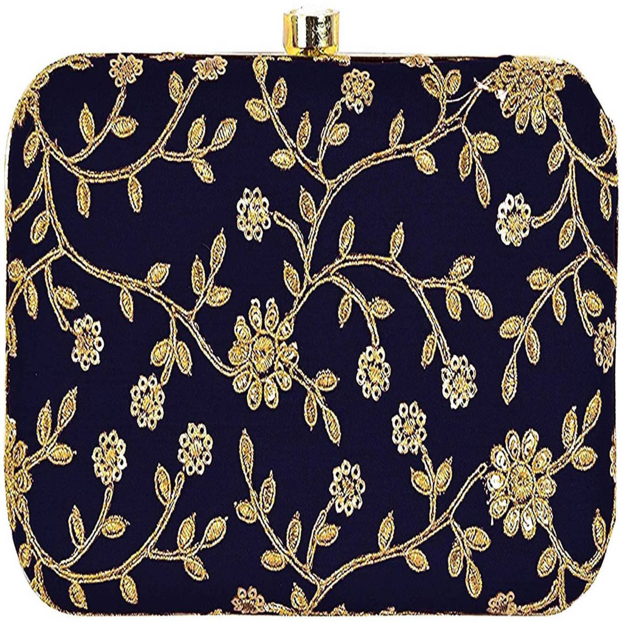     			Tooba Handicraft Blue Fabric Box Clutch