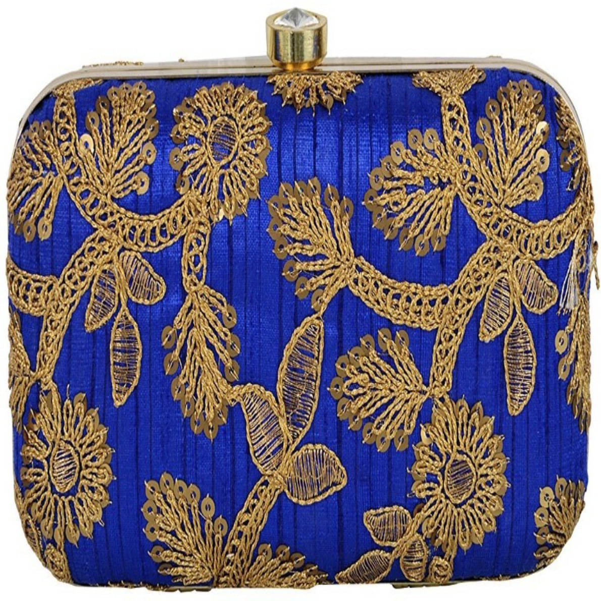     			Tooba Handicraft Blue Fabric Box Clutch
