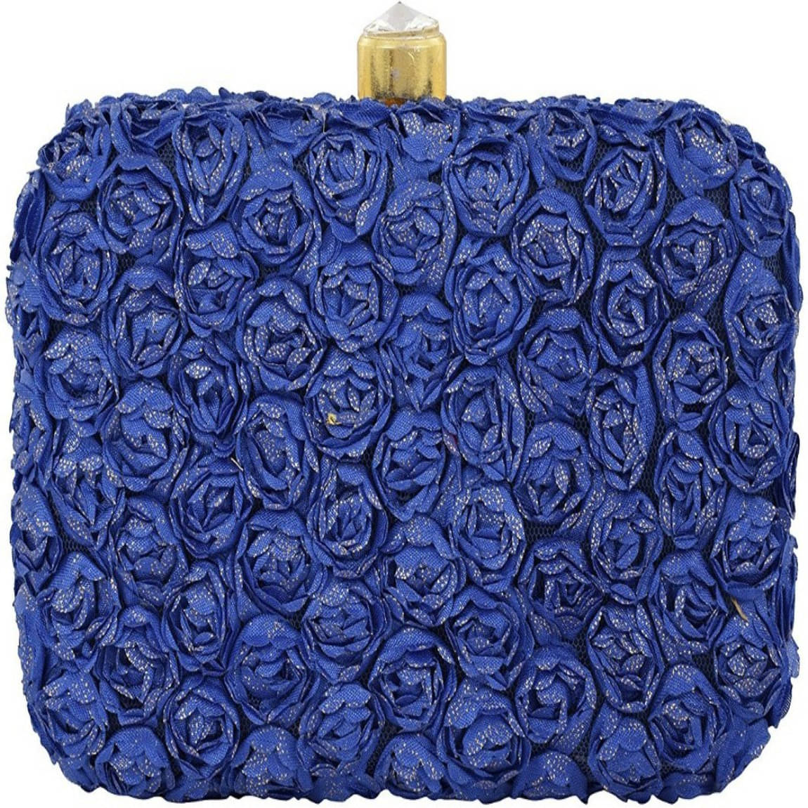     			Tooba Handicraft Blue Fabric Box Clutch