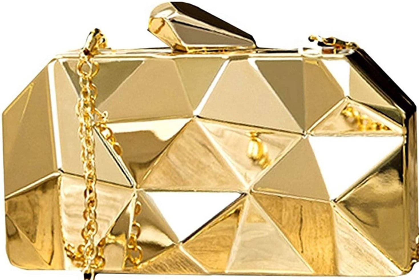     			Tooba Handicraft Gold Fabric Box Clutch