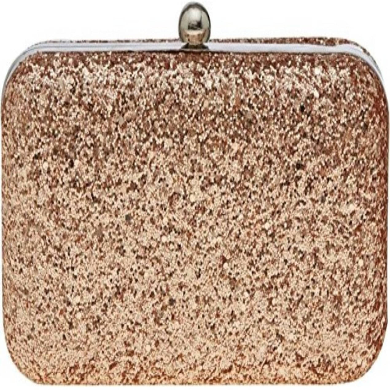     			Tooba Handicraft Gold Fabric Box Clutch