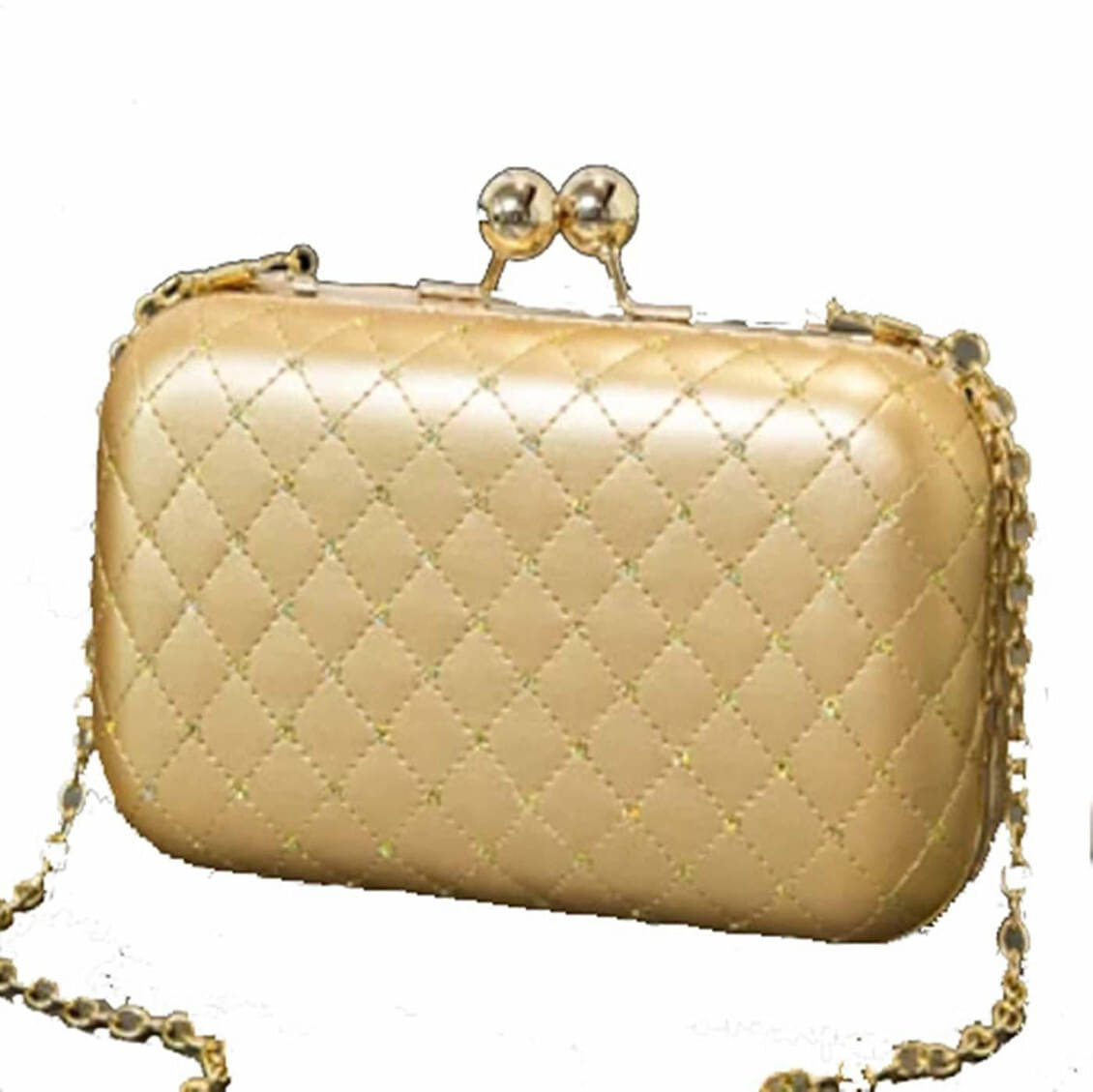     			Tooba Handicraft Gold Fabric Box Clutch