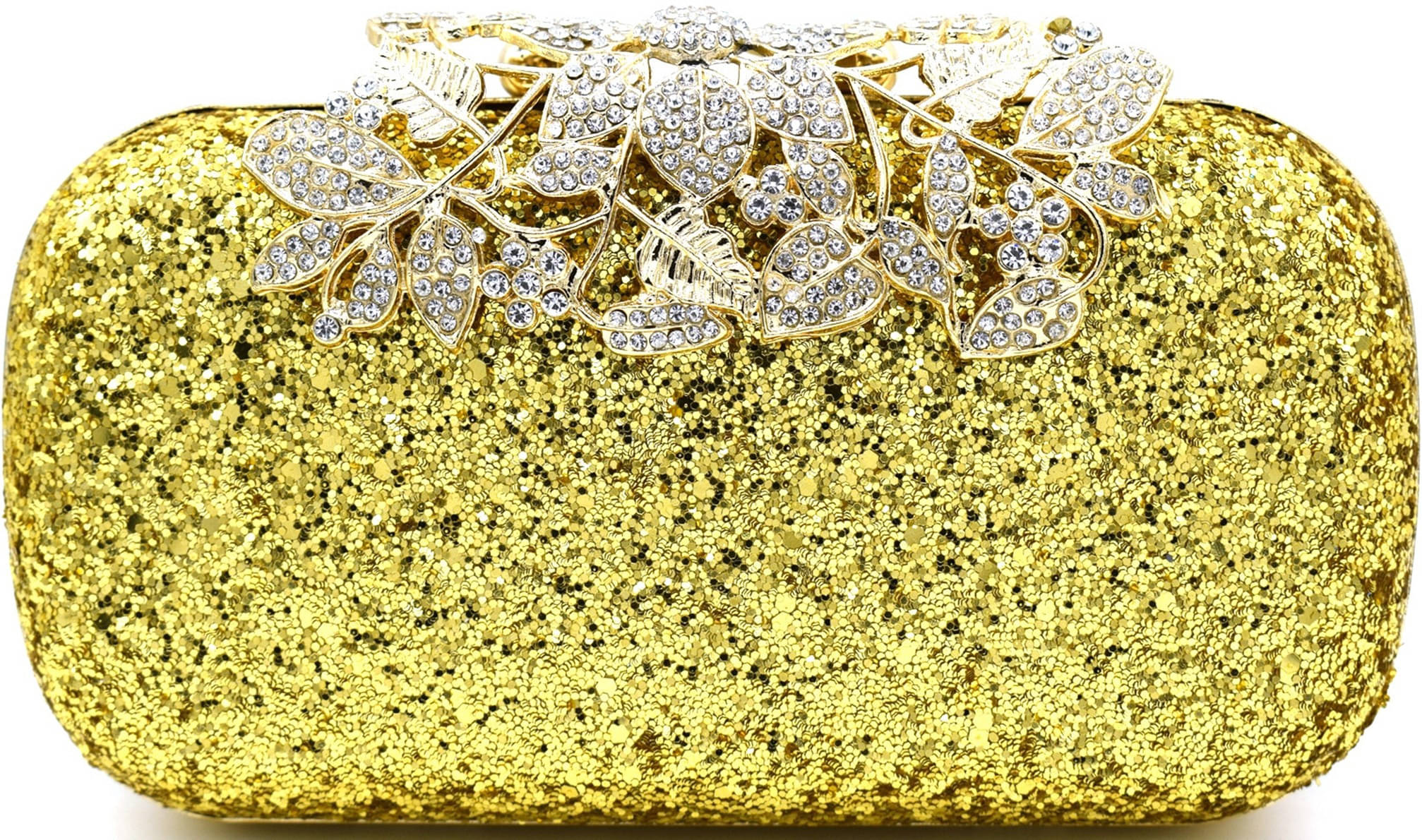     			Tooba Handicraft Gold Fabric Box Clutch