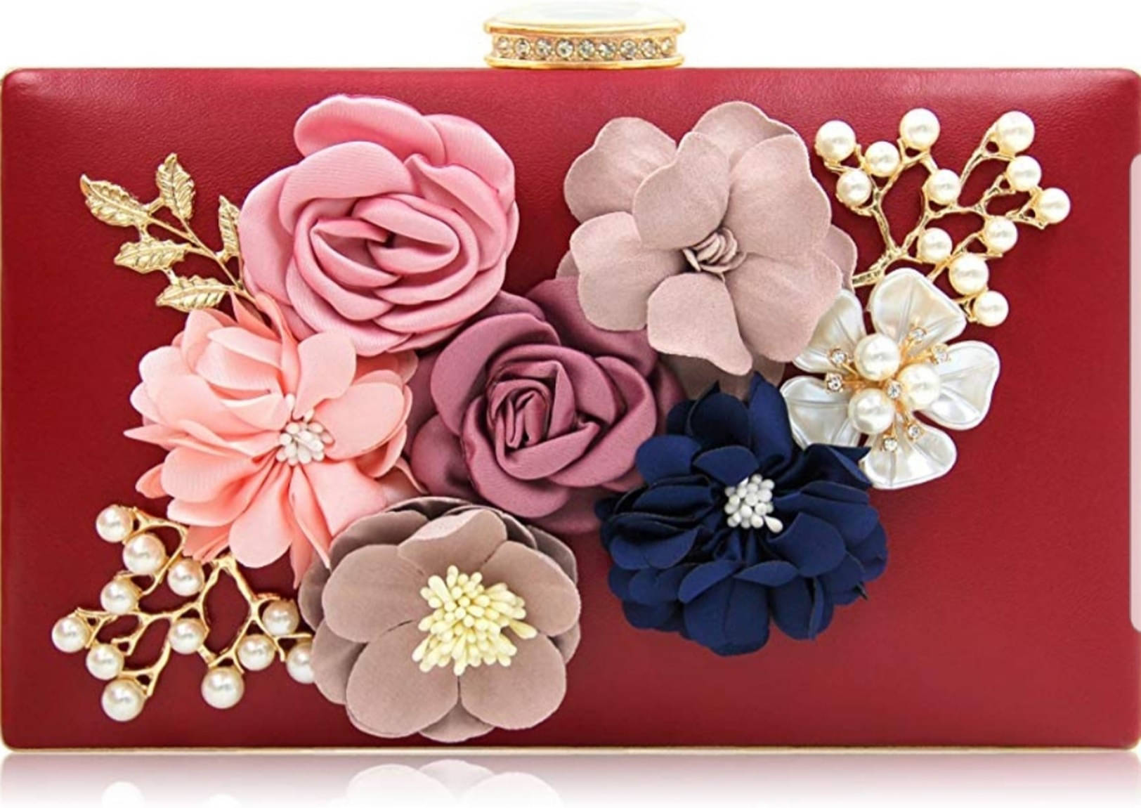    			Tooba Handicraft Maroon Fabric Box Clutch