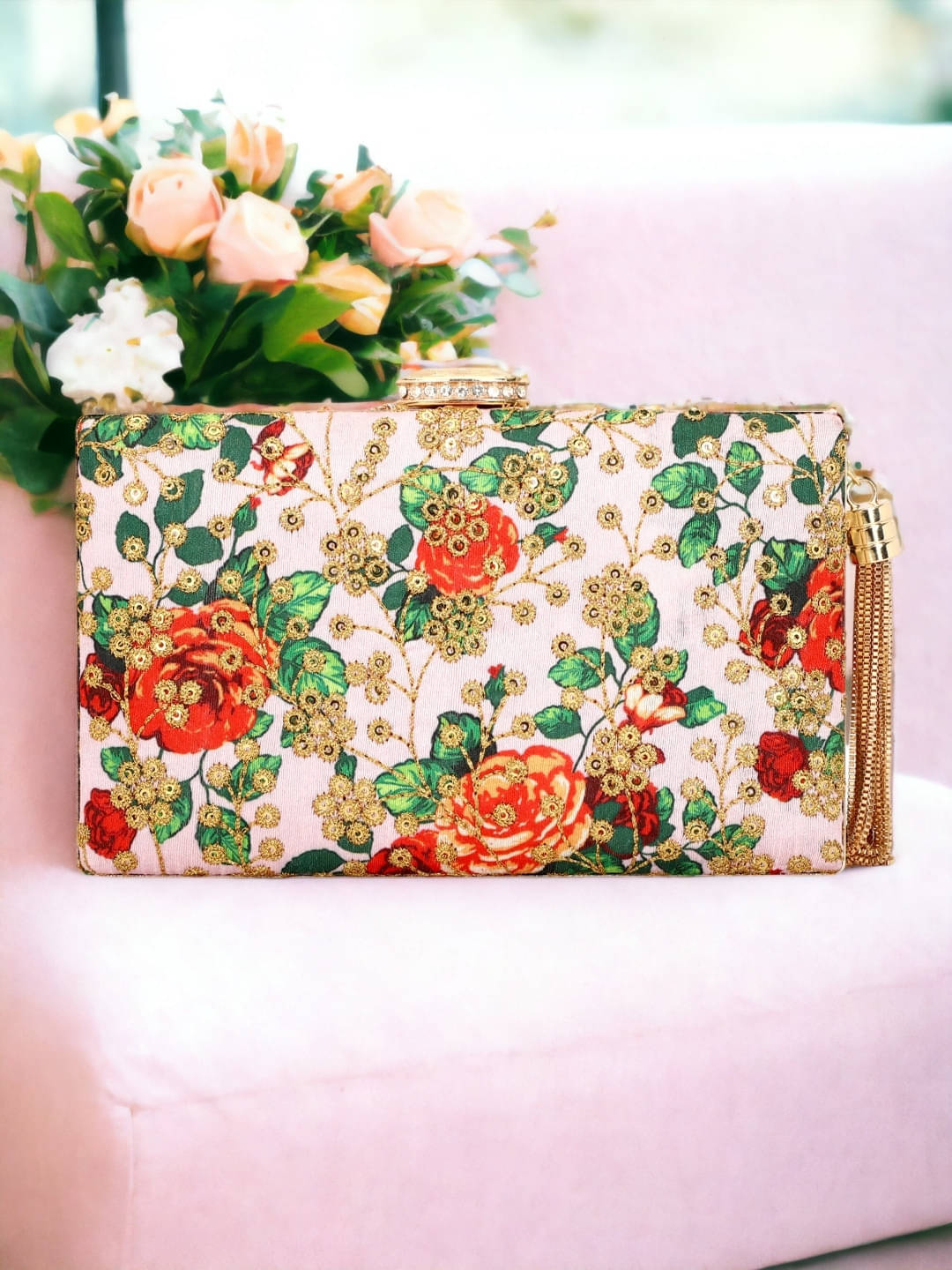     			Tooba Handicraft Multicolor Fabric Box Clutch