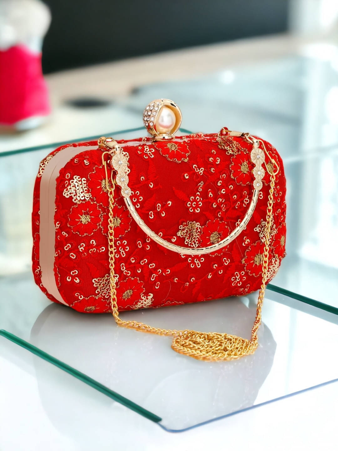     			Tooba Handicraft Multicolor Fabric Box Clutch