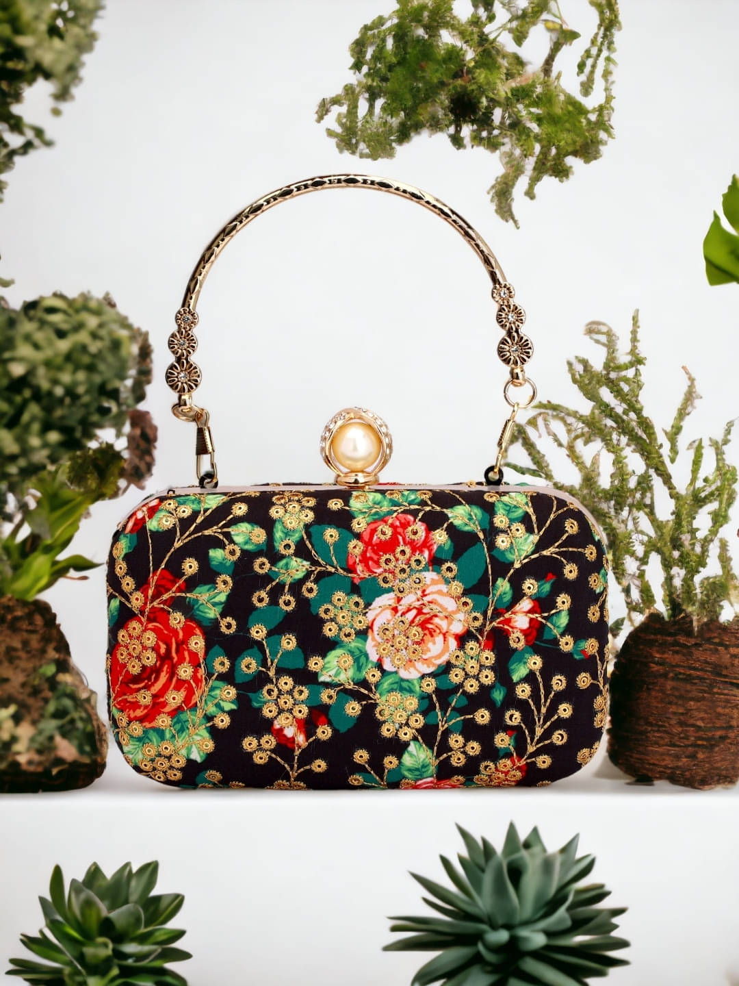     			Tooba Handicraft Multicolor Fabric Box Clutch