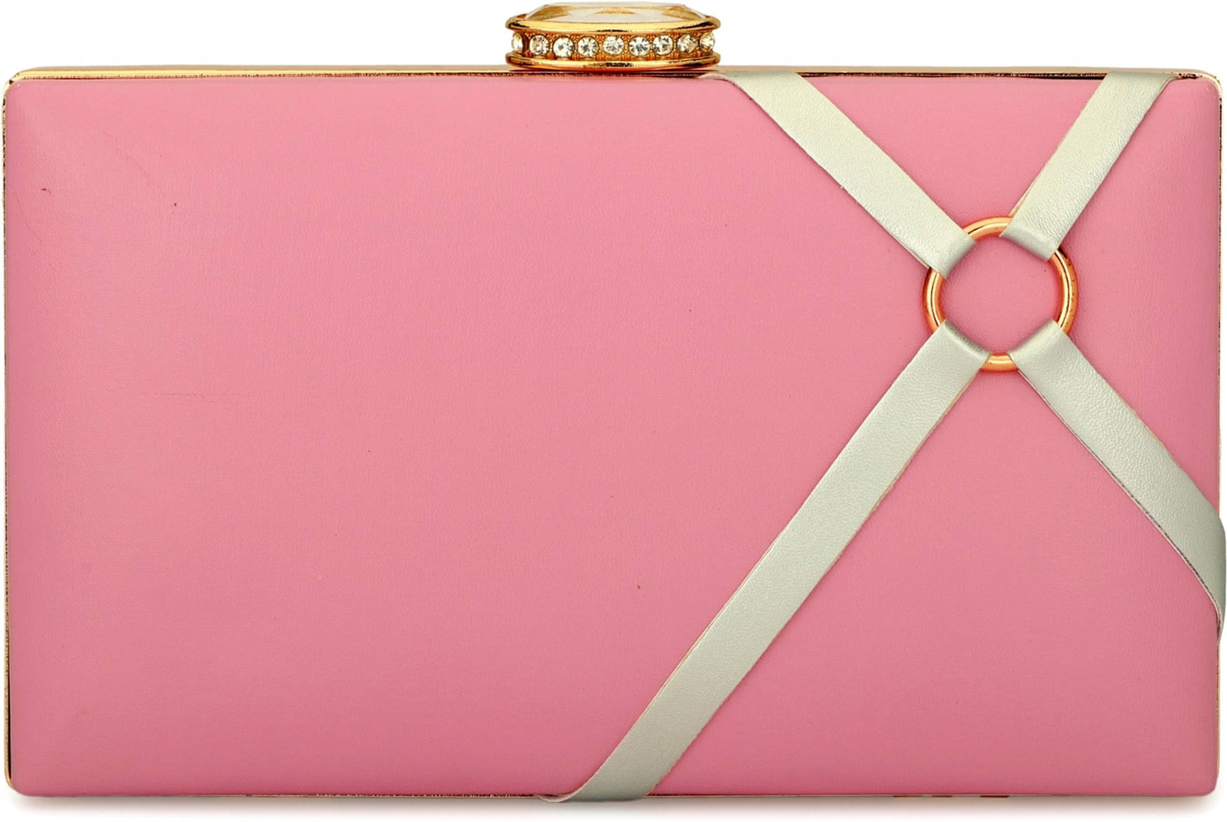     			Tooba Handicraft Pink Fabric Box Clutch