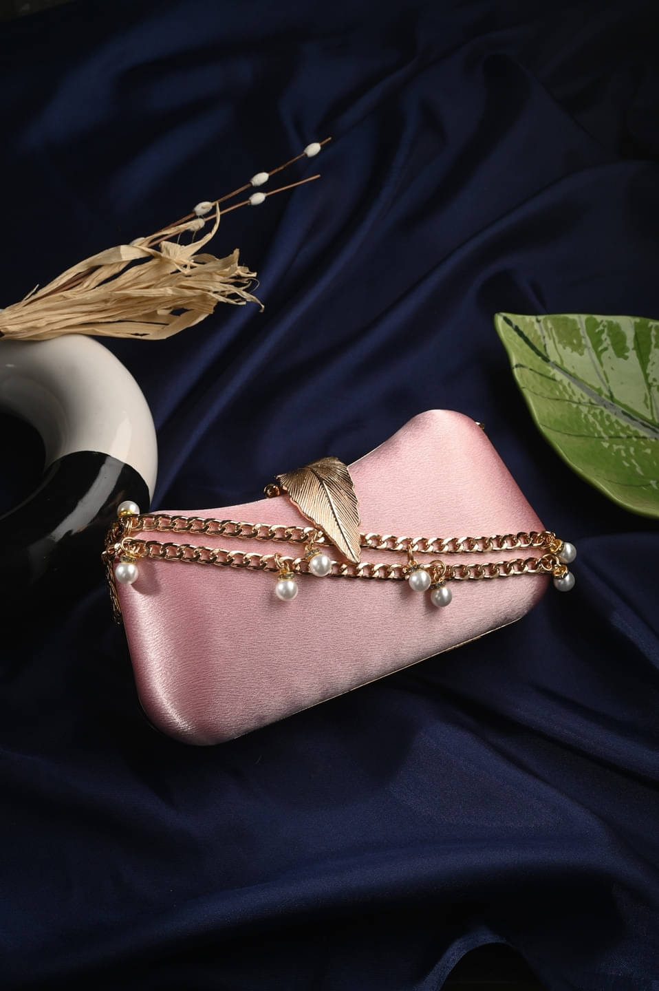     			Tooba Handicraft Pink Fabric Box Clutch