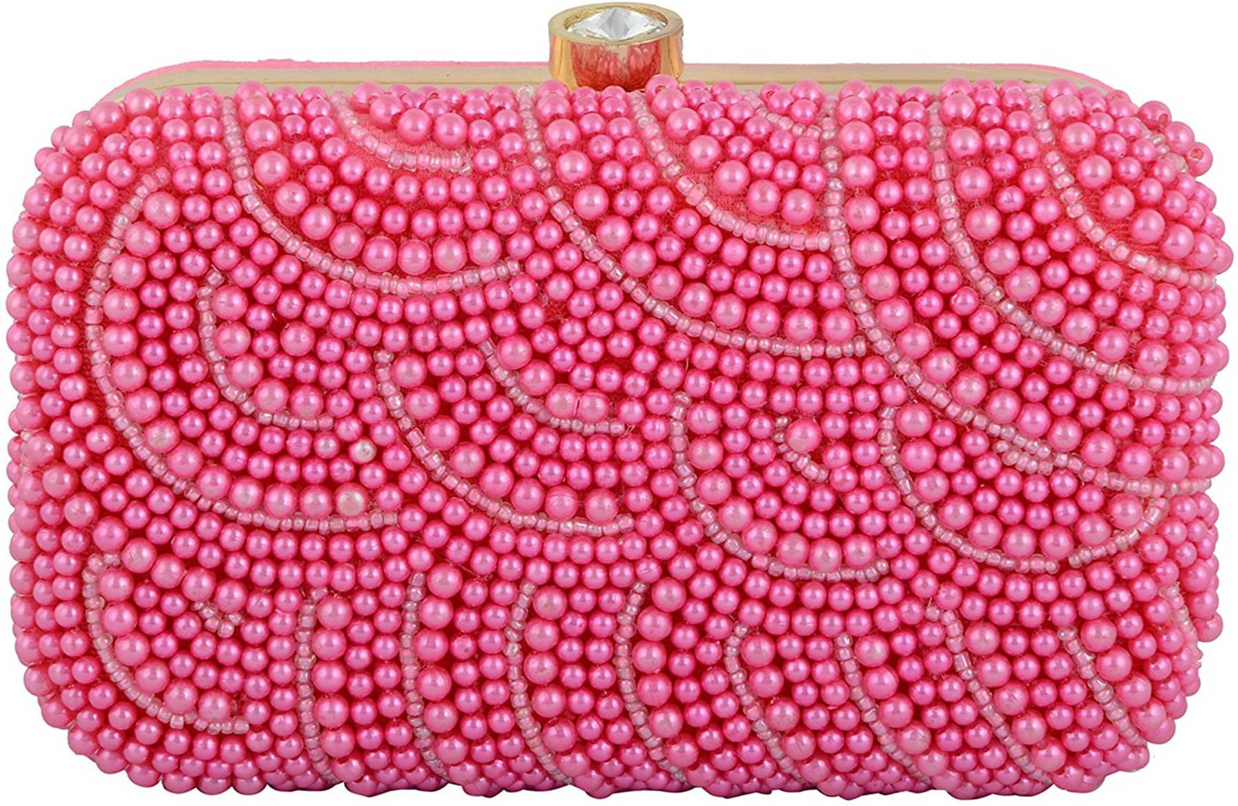     			Tooba Handicraft Pink Fabric Box Clutch