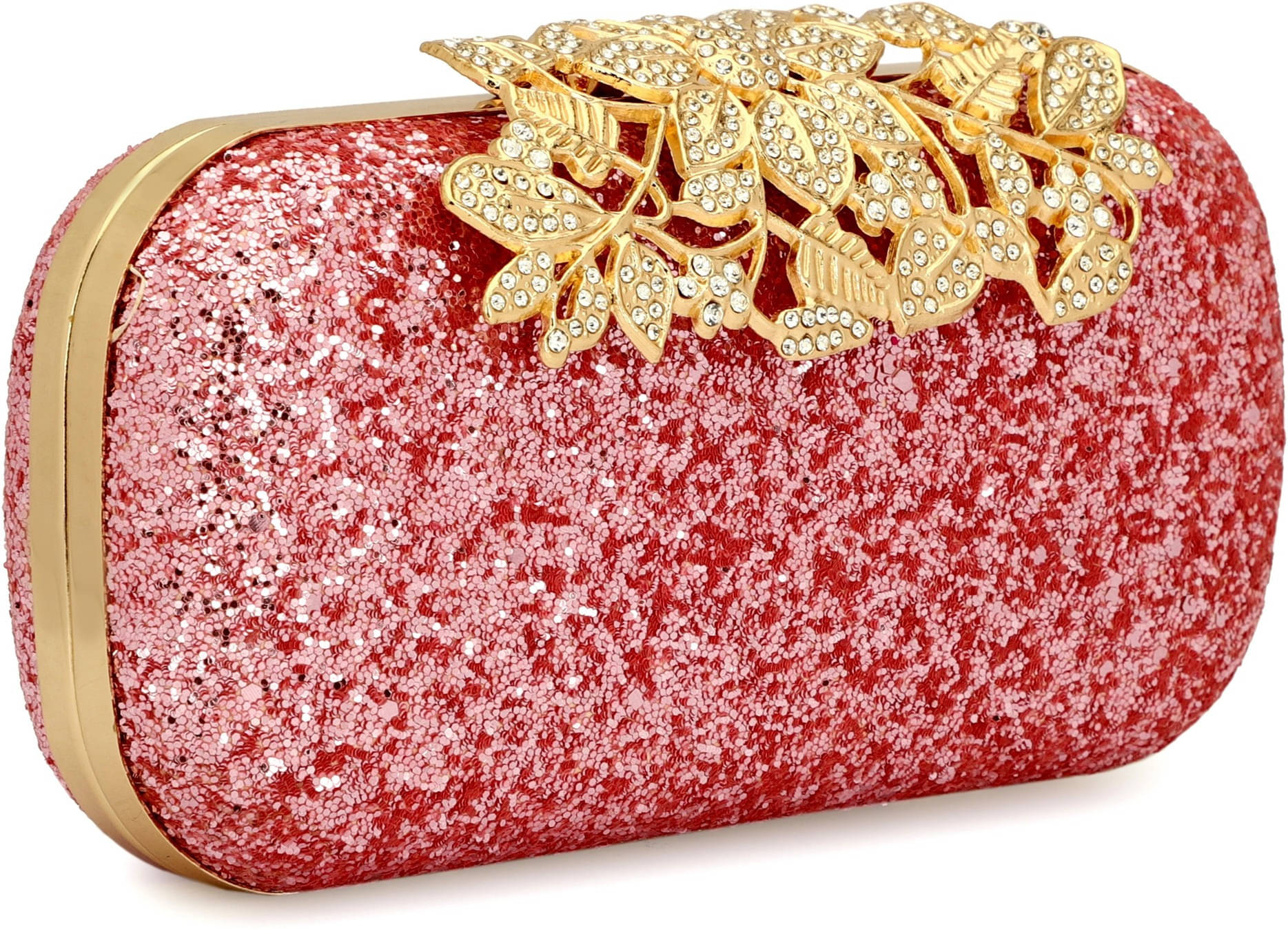     			Tooba Handicraft Pink Fabric Box Clutch