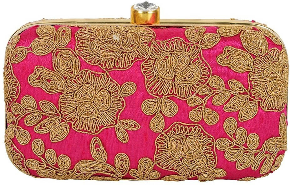     			Tooba Handicraft Red Fabric Box Clutch