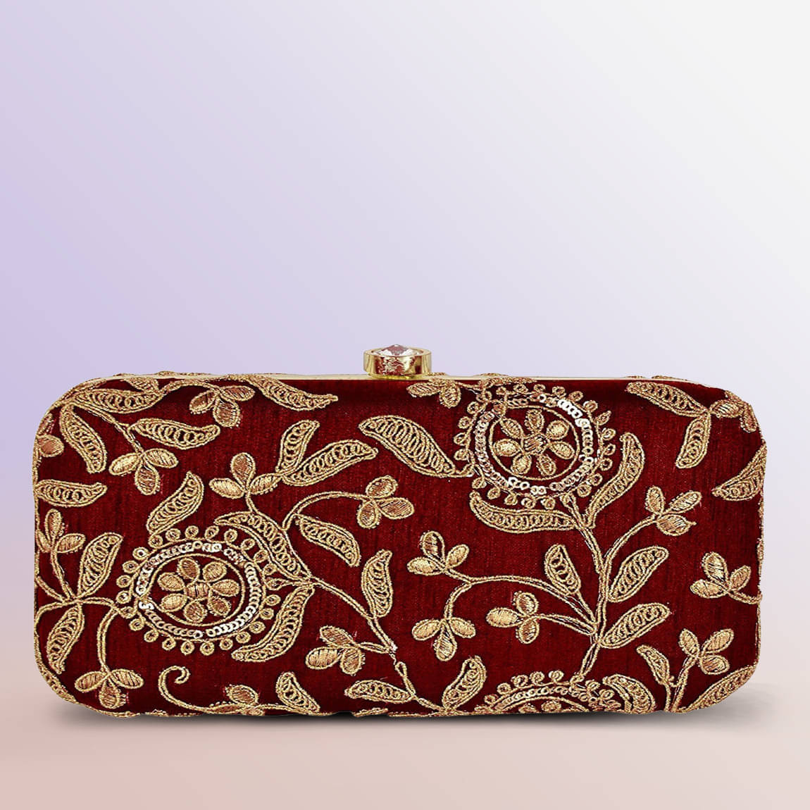     			Tooba Handicraft Red Fabric Box Clutch