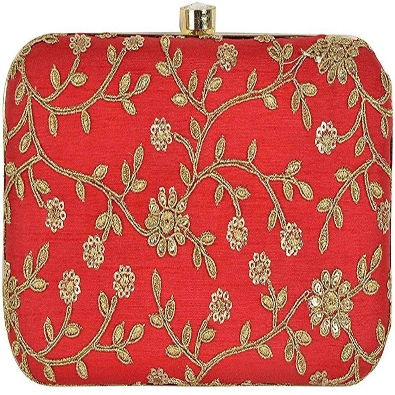     			Tooba Handicraft Red Fabric Box Clutch