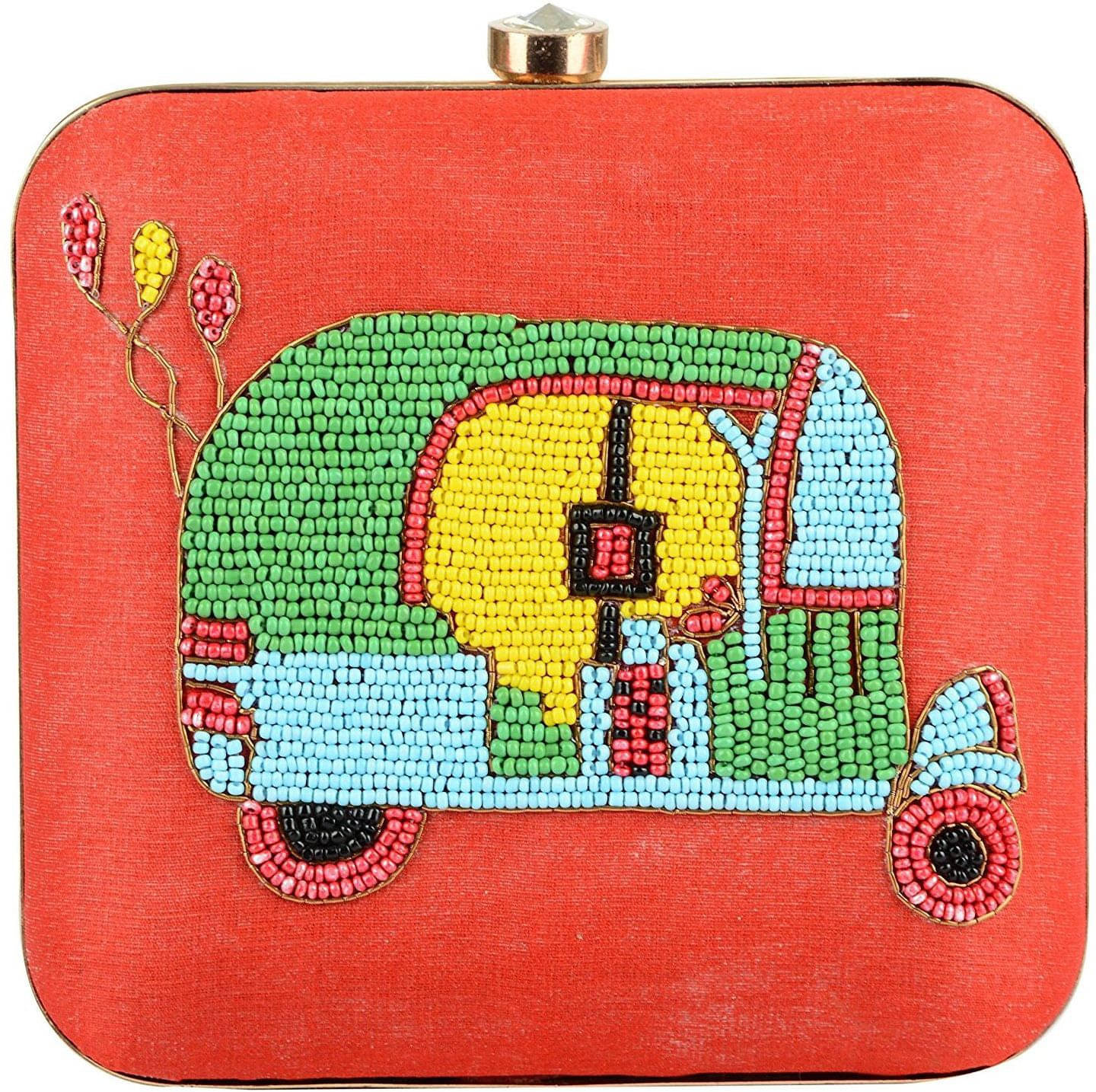     			Tooba Handicraft Red Fabric Box Clutch