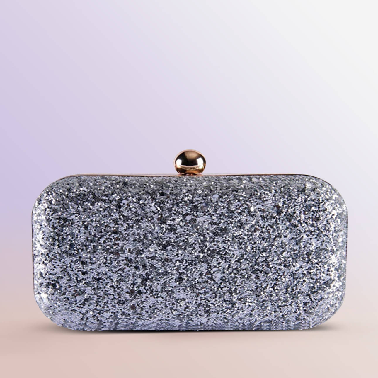     			Tooba Handicraft Silver Fabric Box Clutch